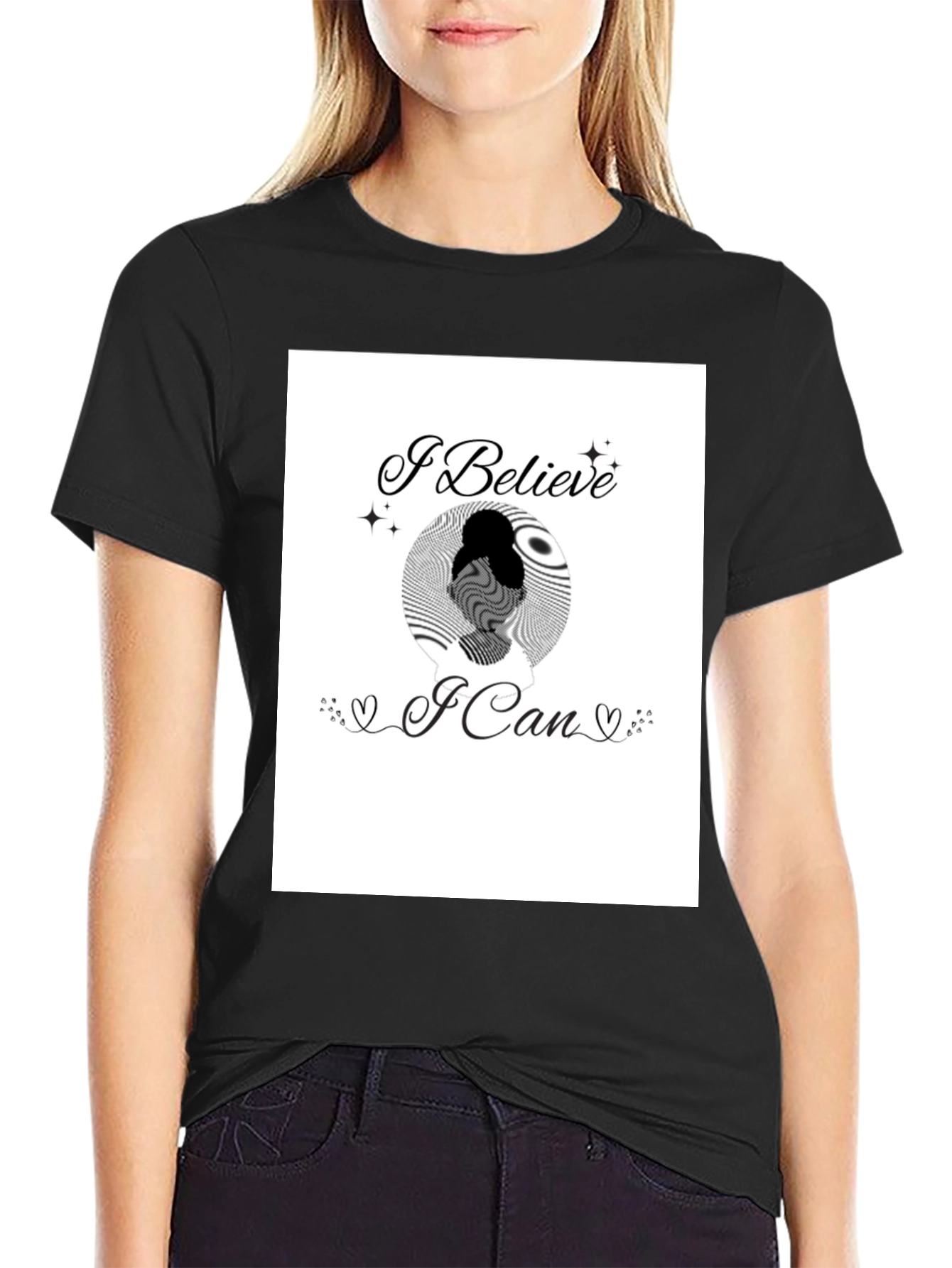 Black Believe in Yourself Graphic Tee - Black view 2