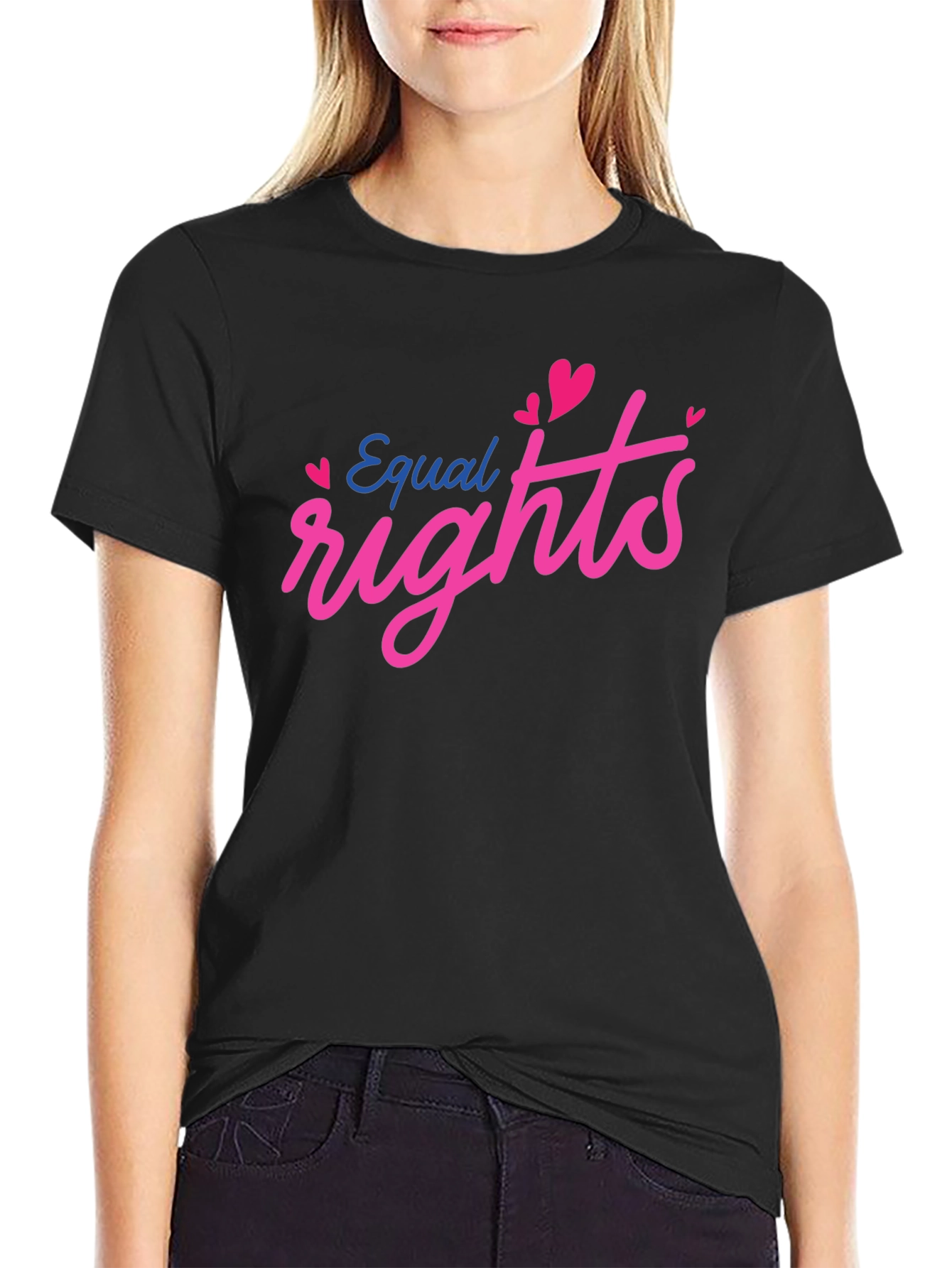 Black Equal Rights Heart Graphic Black T-Shirt view 2