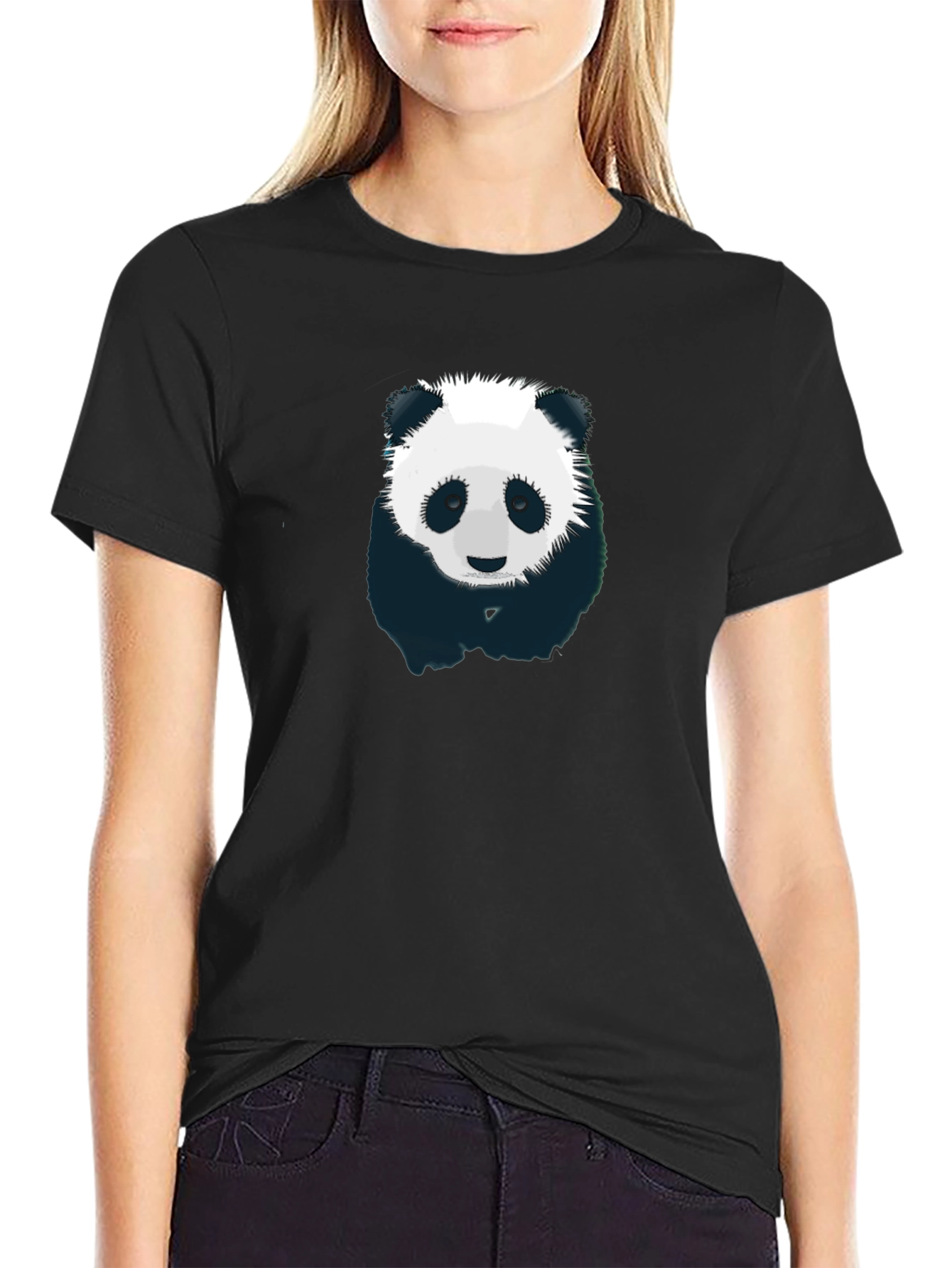 Black Panda Graphic T-Shirt - Men's Black Crew Neck view 2
