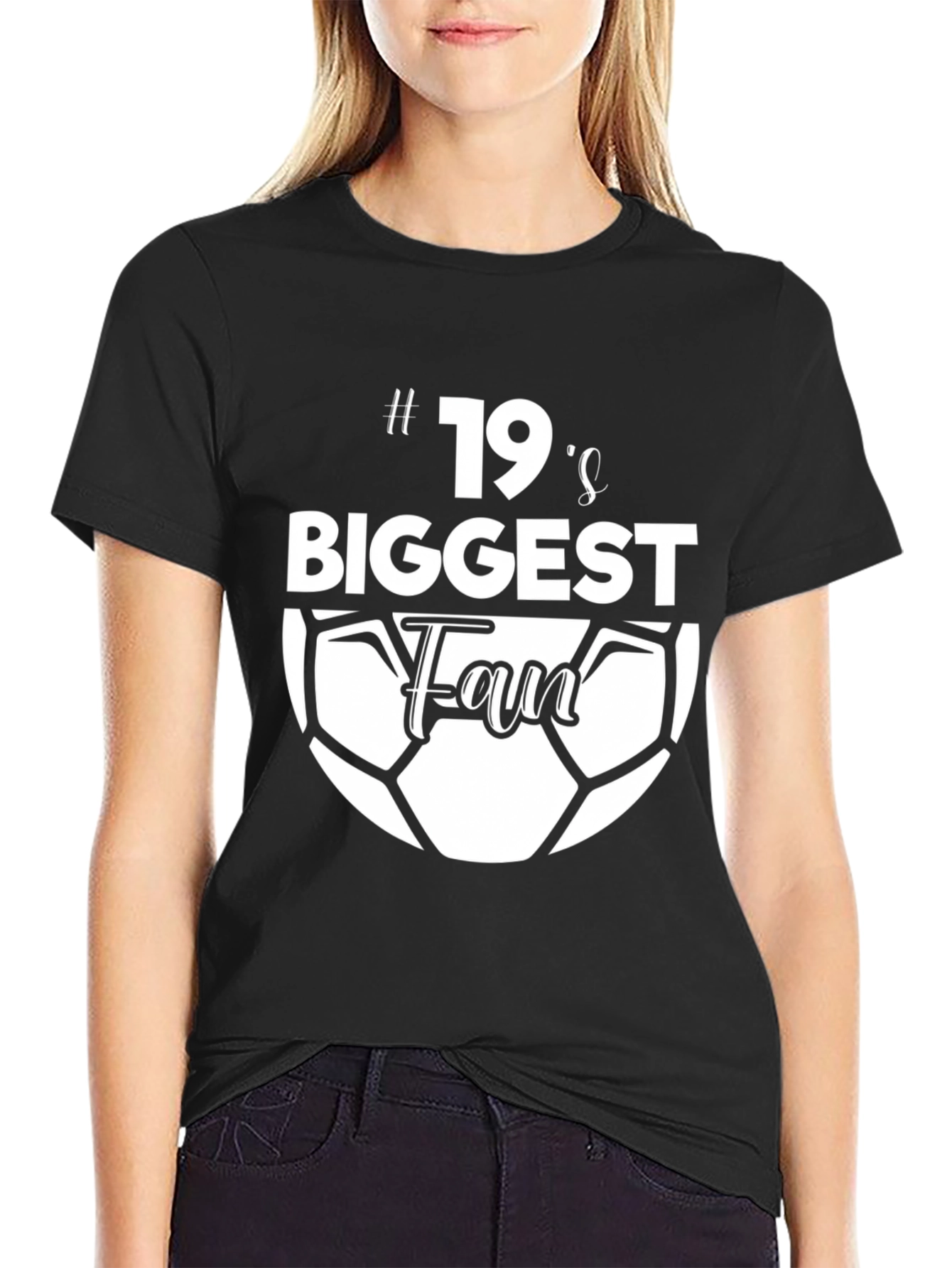 Black Number 19's Biggest Fan Soccer T-Shirt view 2