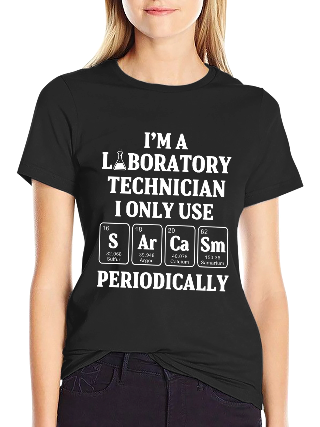 Black Laboratory Technician Periodically Sarcastic T-Shirt view 2
