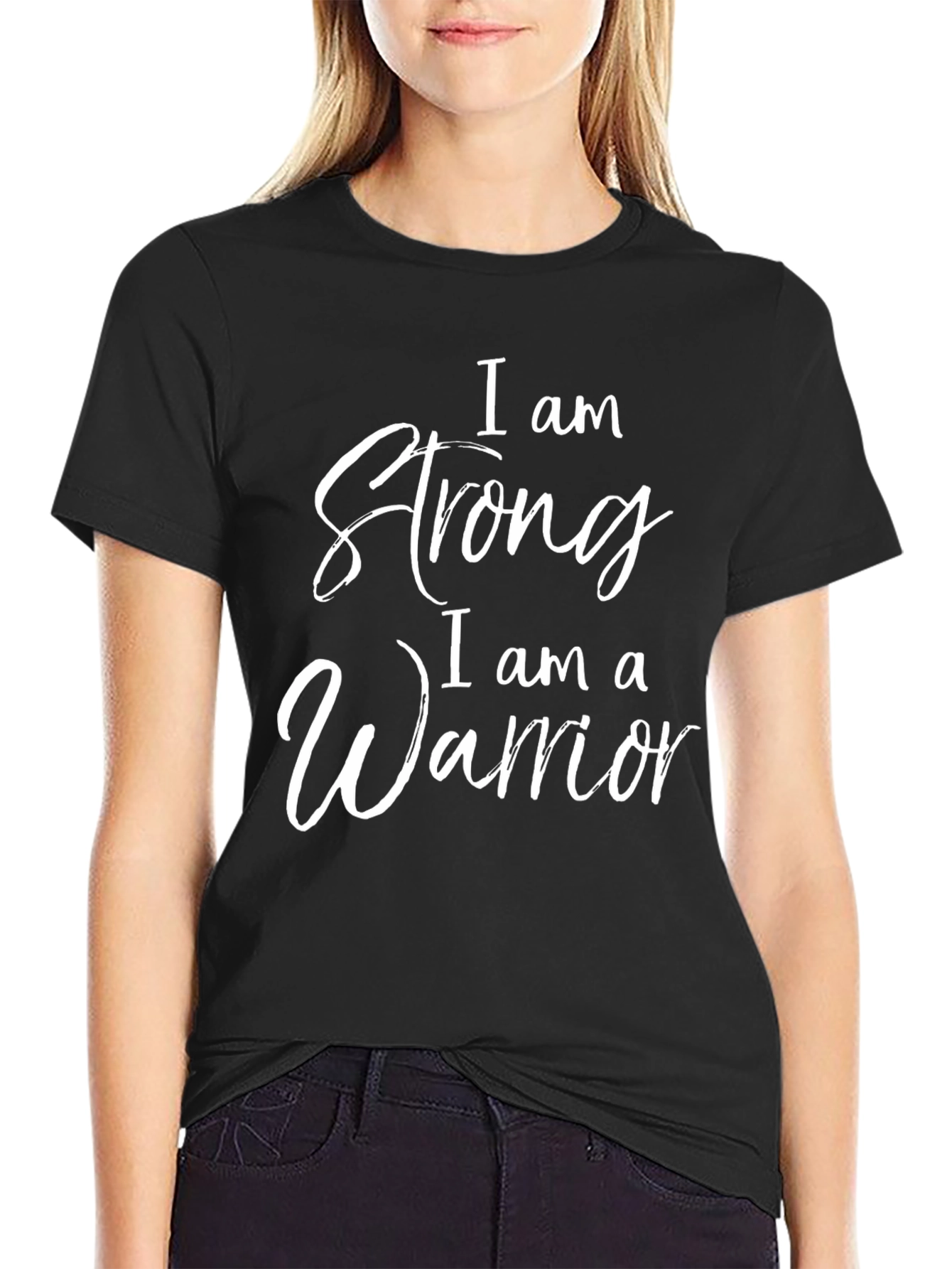 Black I am Strong Warrior Graphic T-Shirt view 2