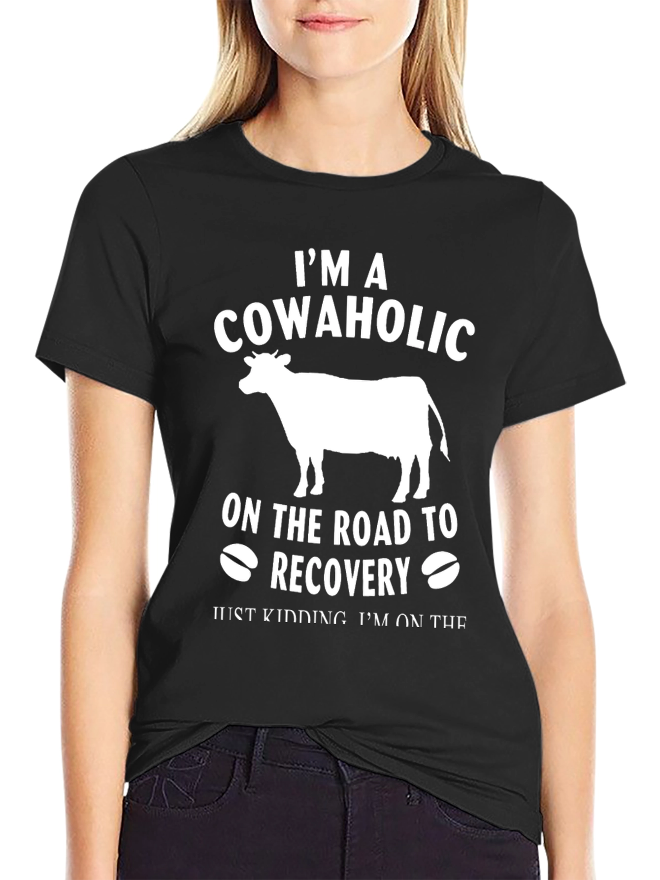 Black Cowaholic Recovery T-Shirt - Funny Humor view 2