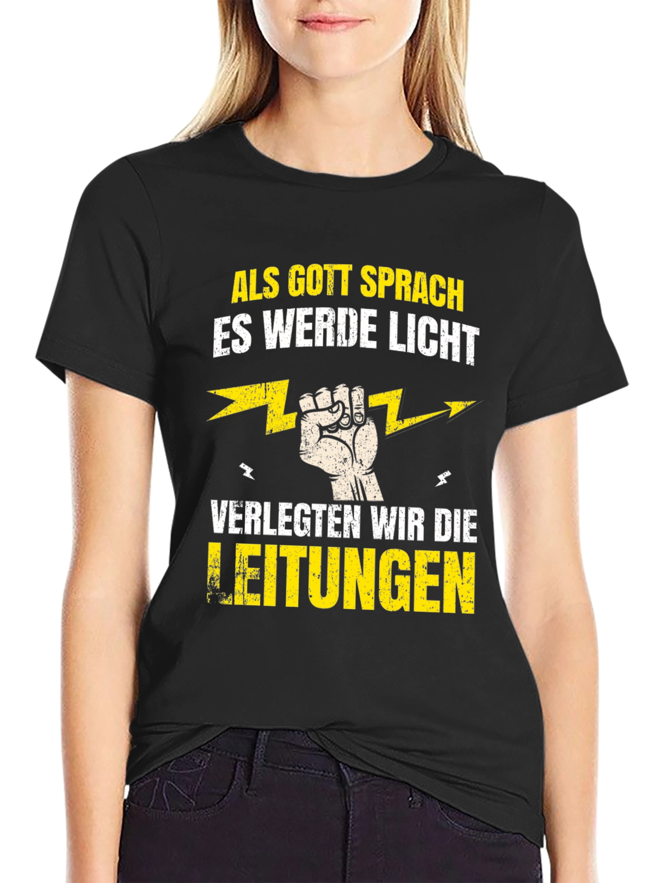 Black Funny Electrician T-Shirt - Als Gott Sprach view 2