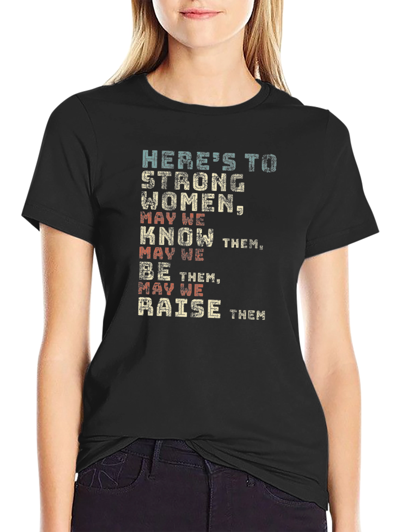 Black Strong Women Graphic Tee - Empowering Statement Shirt view 2