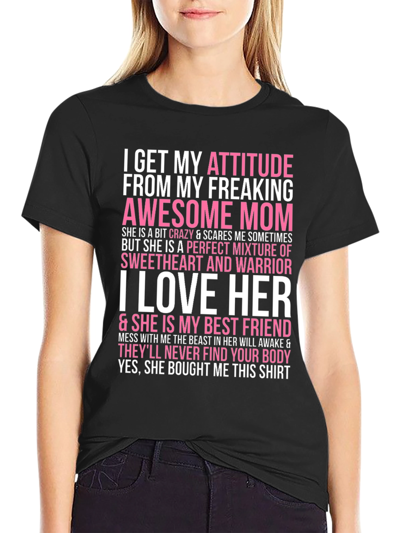Black Attitude from Mom Novelty Graphic T-Shirt view 2