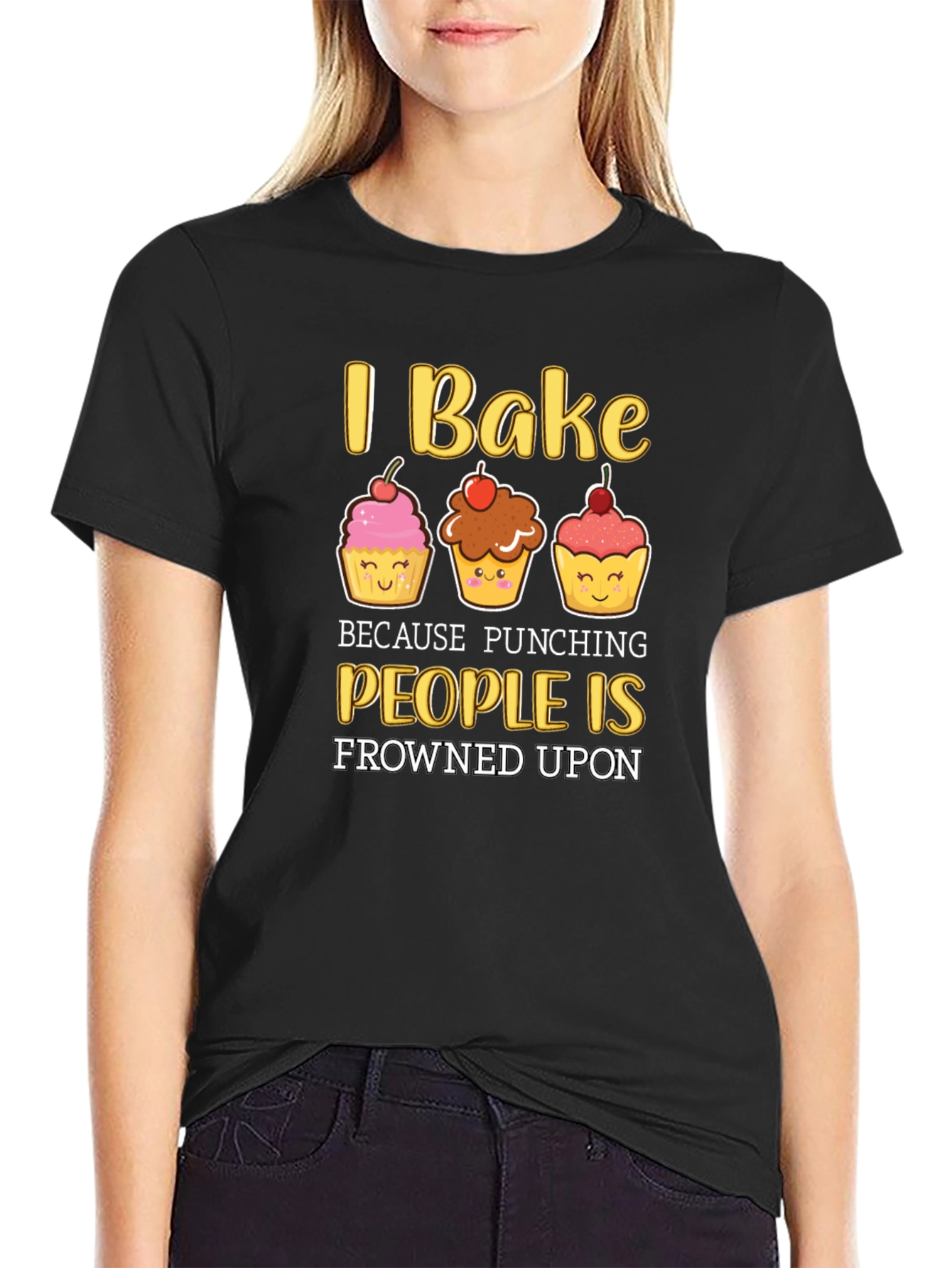 Black I Bake Funny Graphic T-Shirt view 2