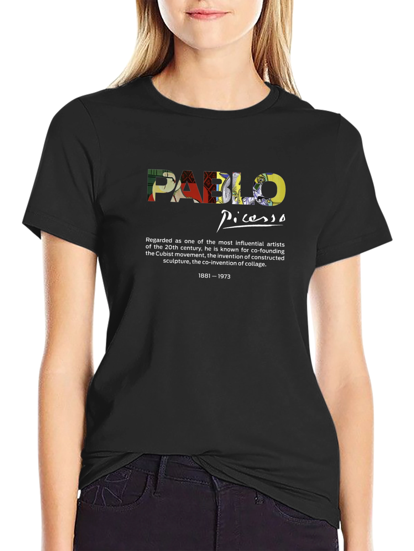Black Pablo Picasso Graphic T-Shirt - Artistic Design view 2