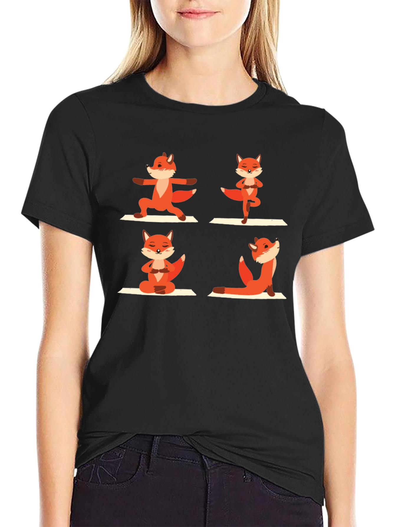 Black Yoga Fox Graphic Tee view 2