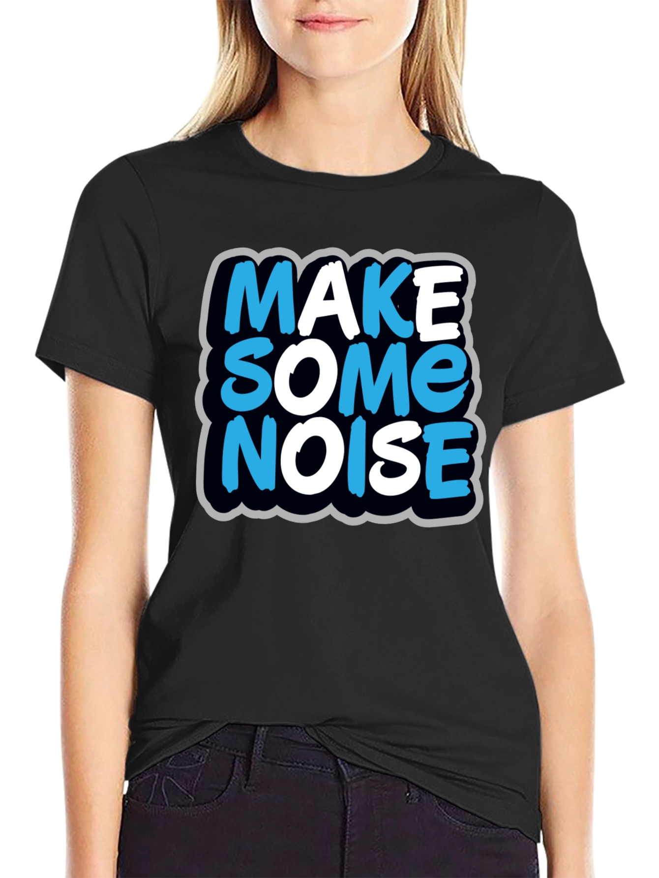 Black Make Some Noise T-Shirt - Black view 2