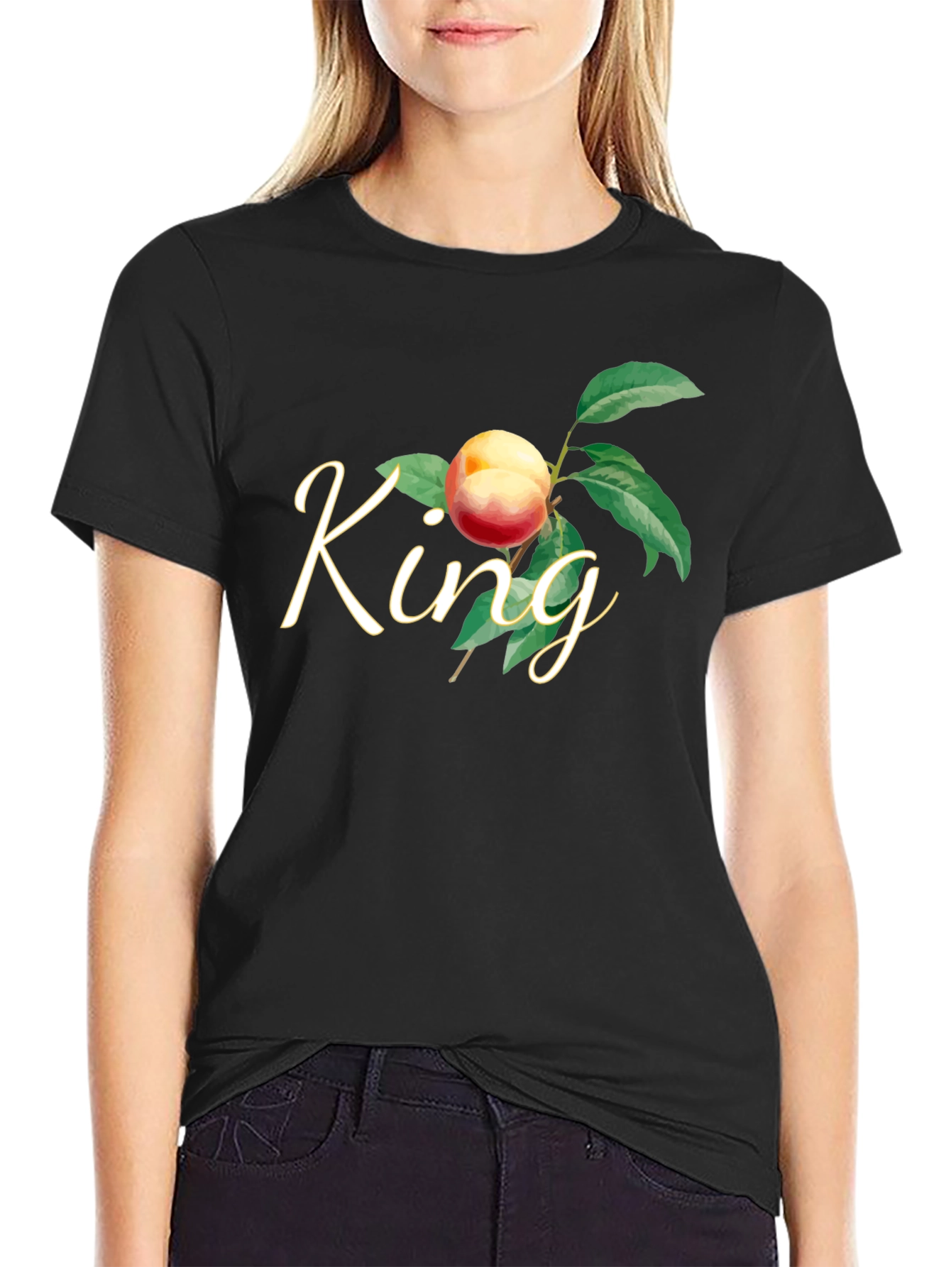 Black King Peach Graphic T-Shirt - Black view 2