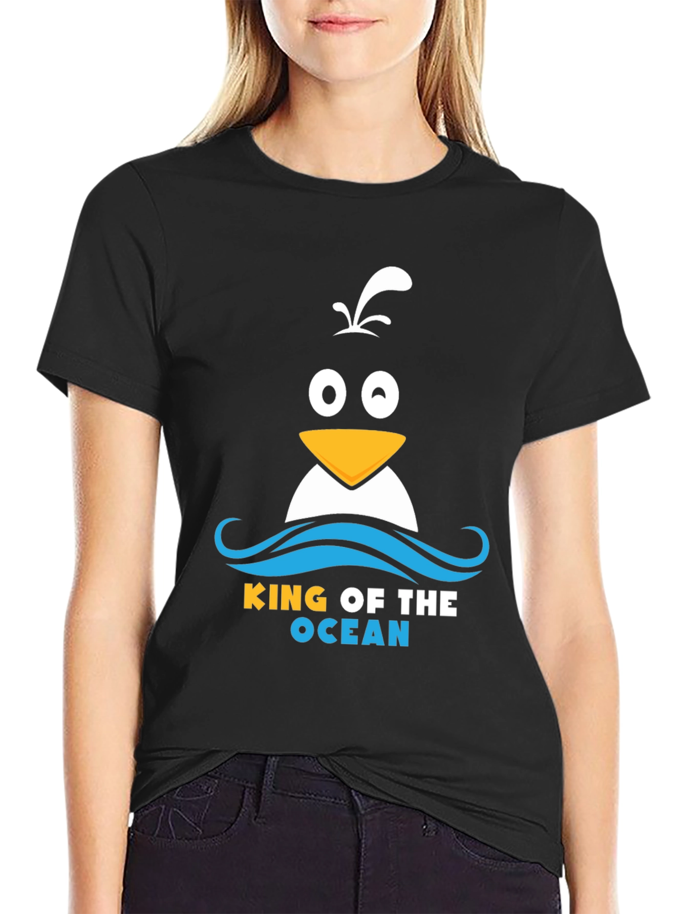 Black King of the Ocean Penguin T-Shirt - Black view 2
