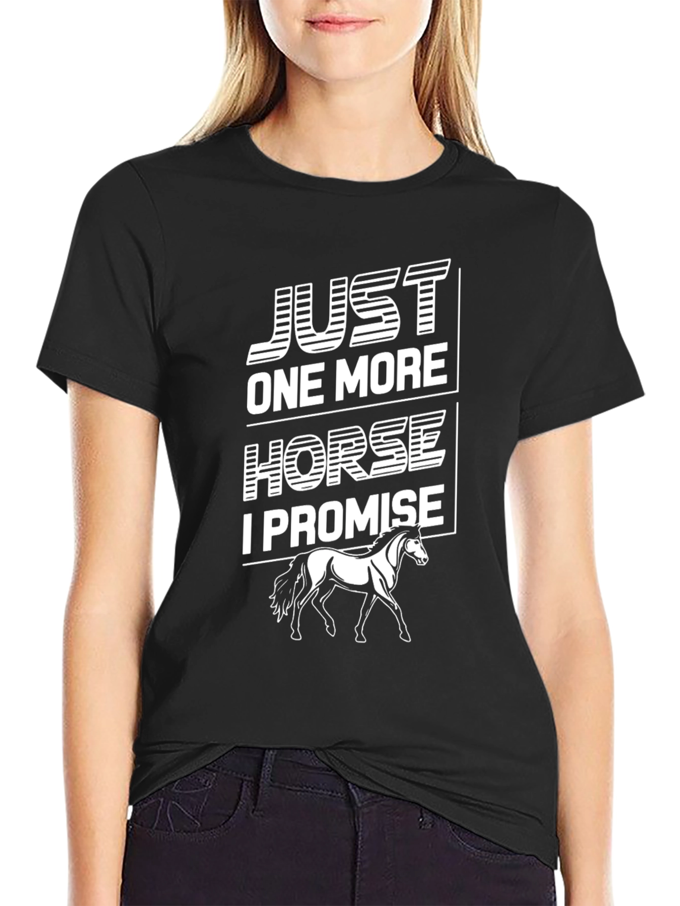 Black Just One More Horse T-Shirt view 2