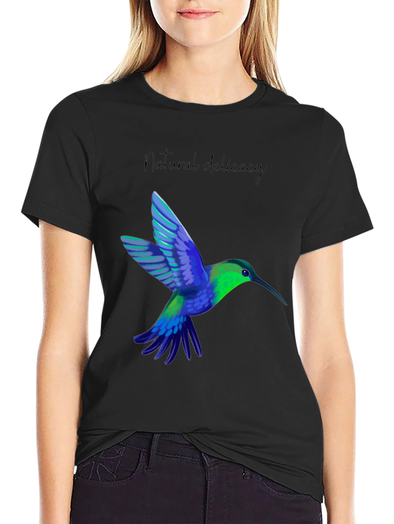 Black Hummingbird Graphic Tee - Natural Delicacy view 2