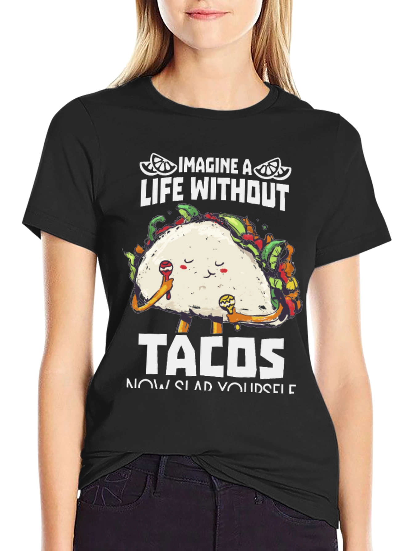 Black Imagine A Life Without Tacos T-Shirt view 2