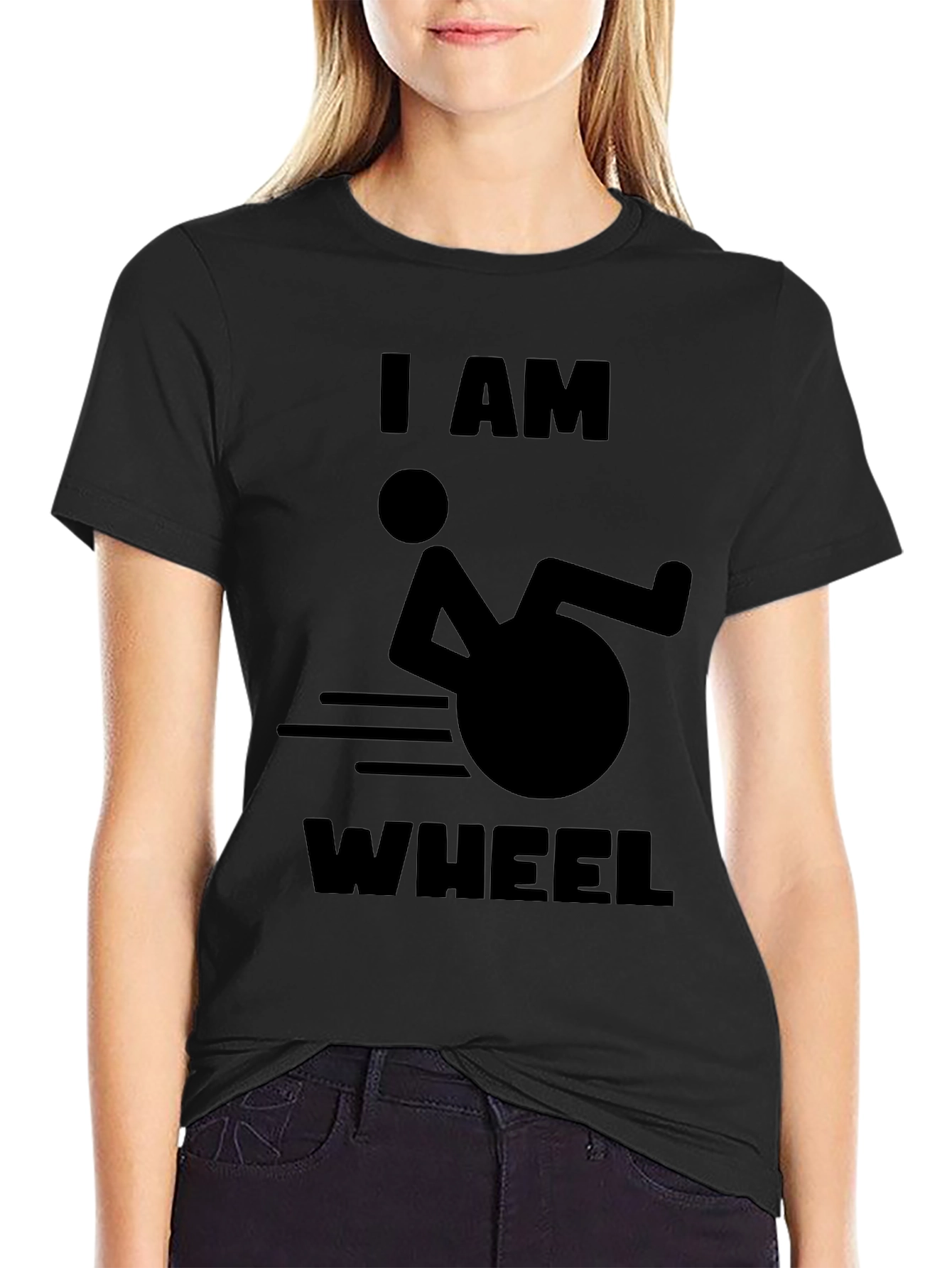 Black I AM WHEEL T-Shirt -  Humorous Design view 2