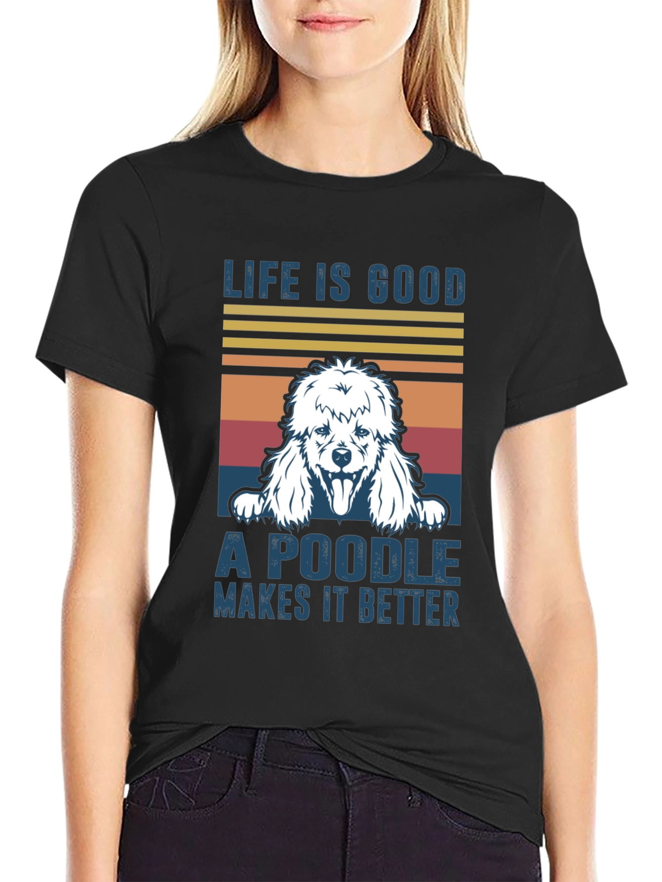 Black Life is Good Poodle T-Shirt view 2