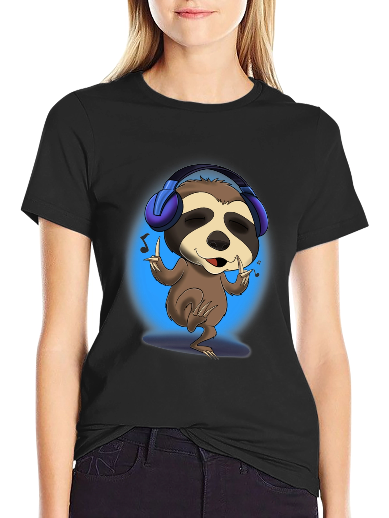 Black Sloth DJ Graphic Tee - Cool & Comfy T-Shirt view 2