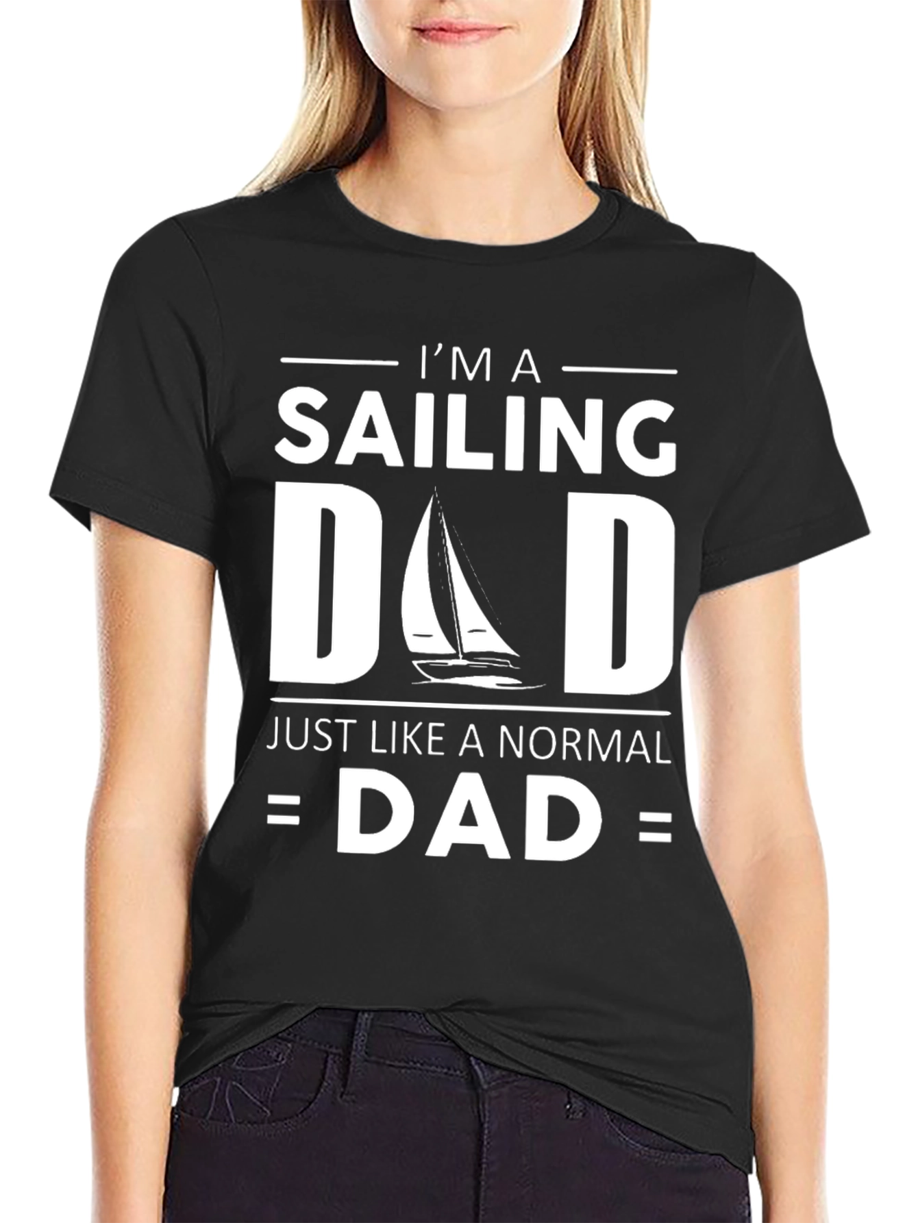 Black Sailing Dad T-Shirt - Just Like a Normal Dad Funny Tee view 2