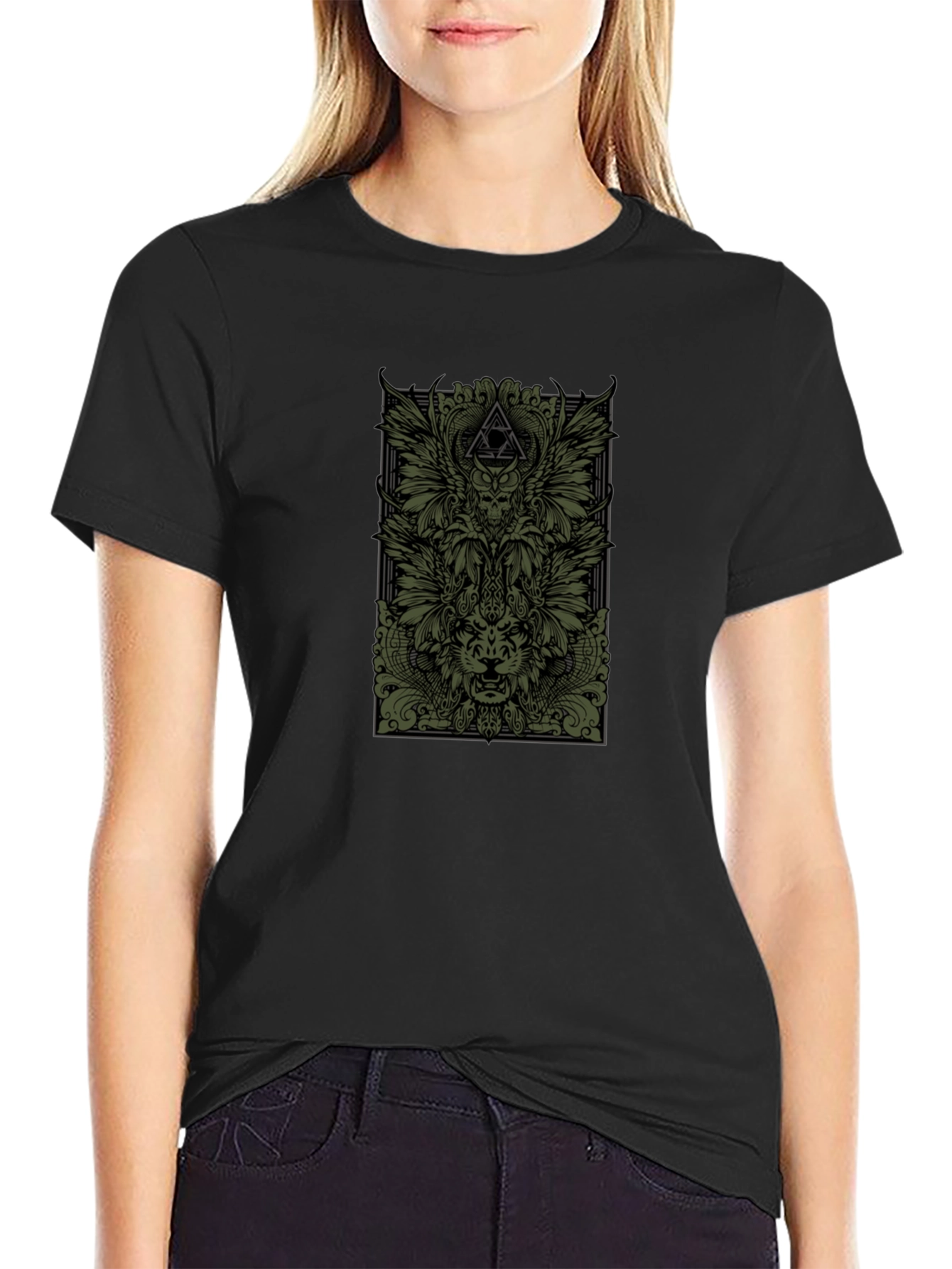 Black Unique Graphic Print Black T-Shirt view 2