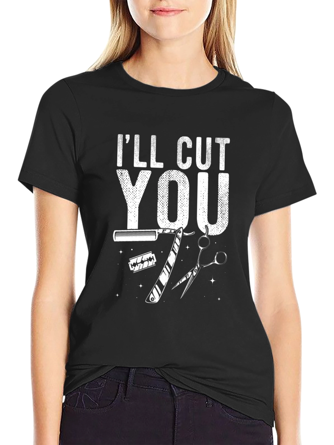 Black I'll Cut You Barber Graphic T-Shirt view 2