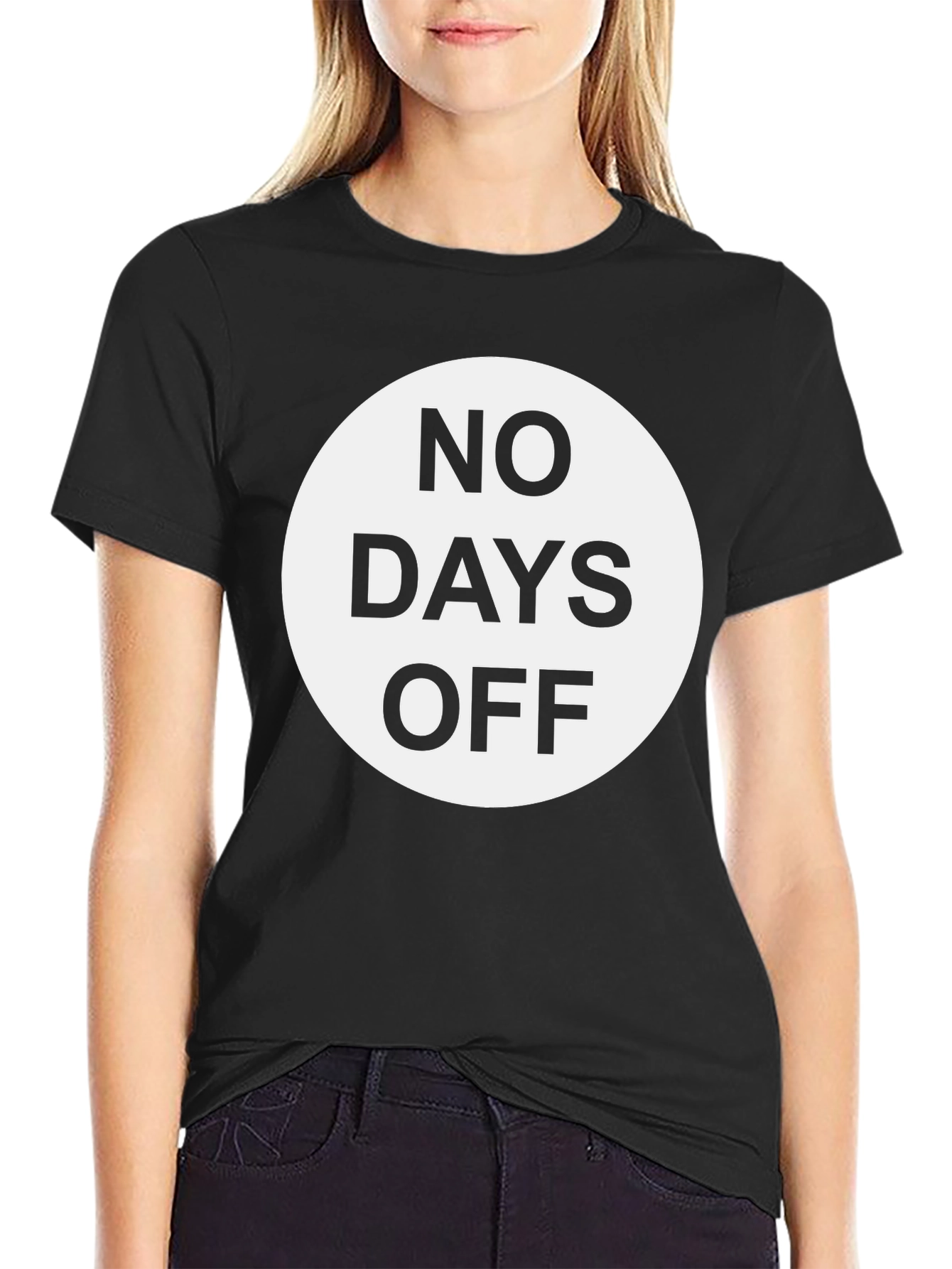 Black No Days Off Graphic T-Shirt - Motivational Black Tee view 2