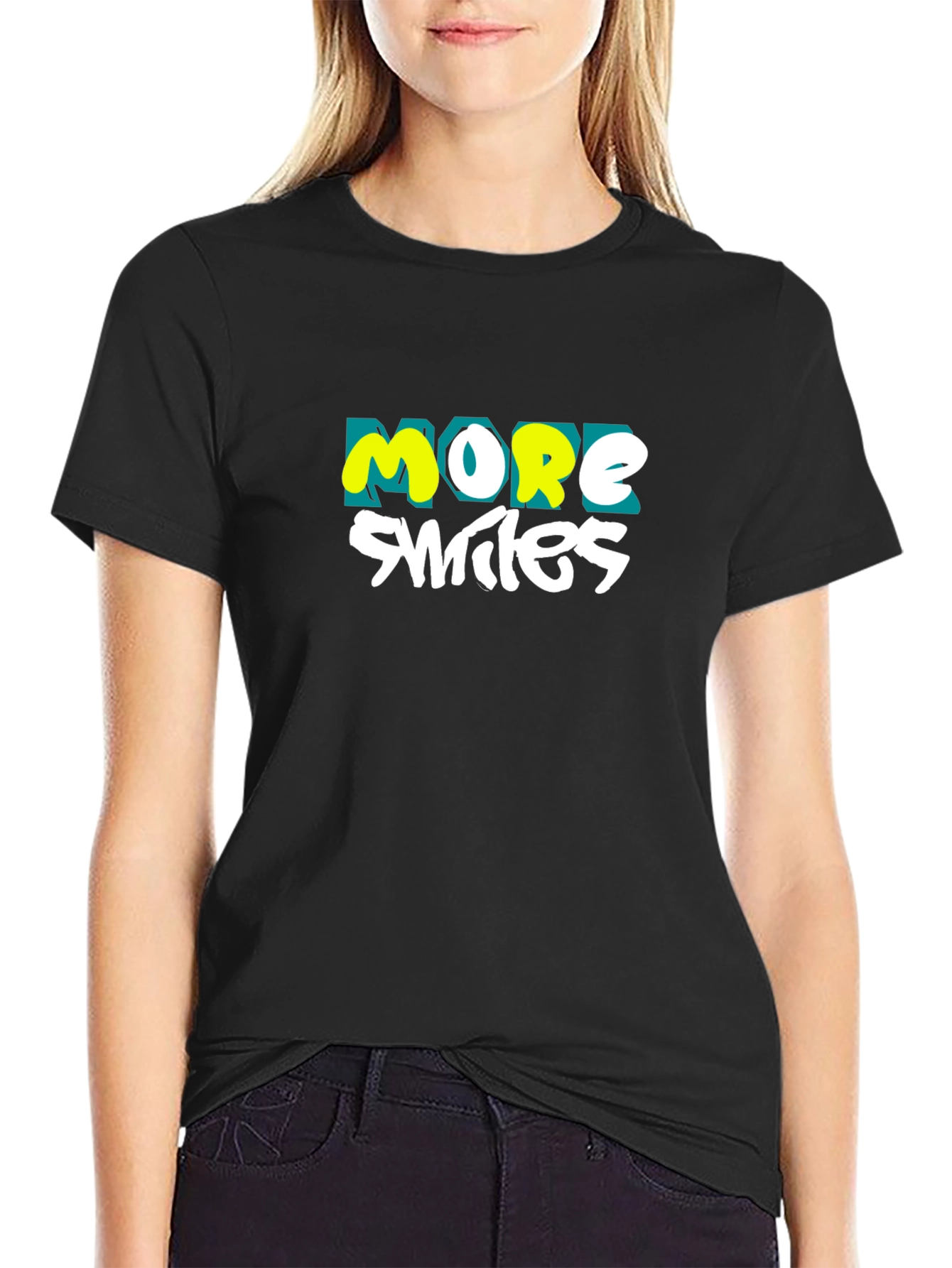 Black More Smiles Graphic T-Shirt - Black view 2