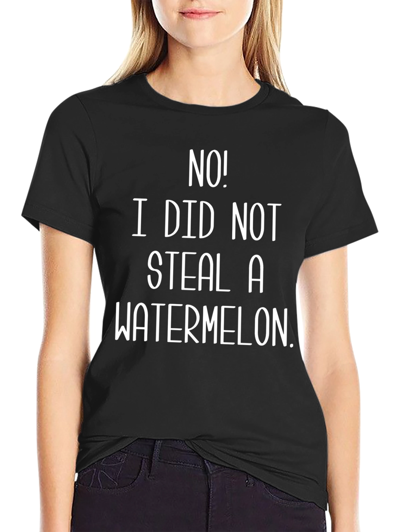 Black No! I Did Not Steal A Watermelon Graphic T-Shirt view 2
