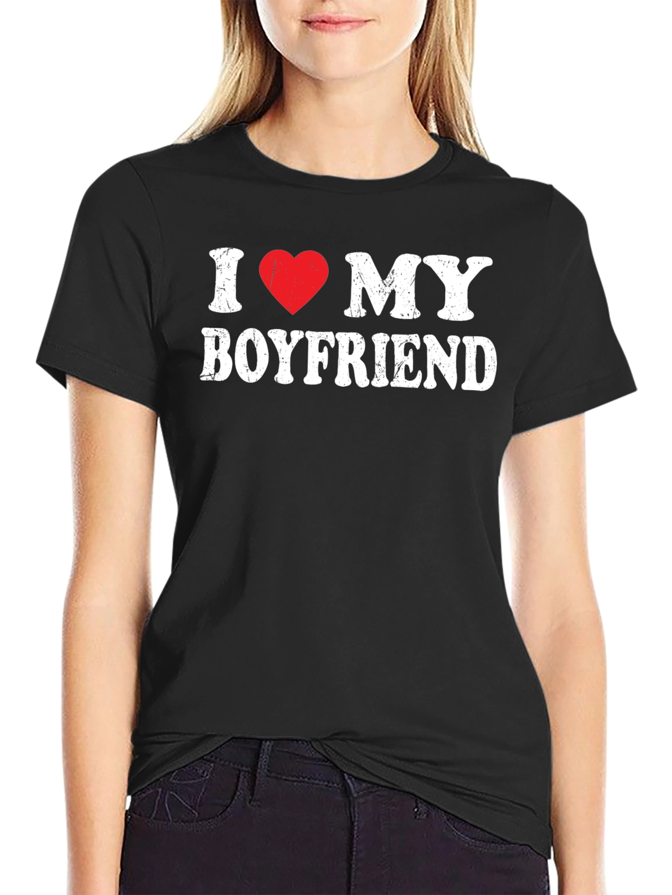 Black I Love My Boyfriend T-Shirt view 2
