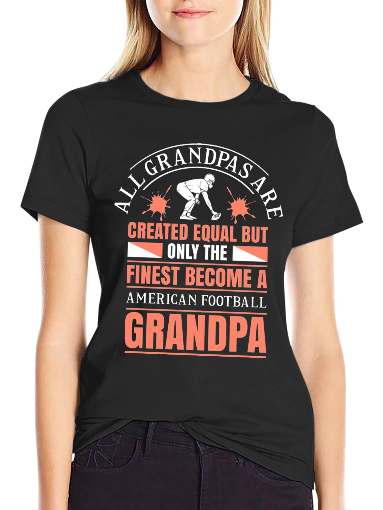 Black Football Grandpa T-Shirt - Finest Grandpas Tee view 2