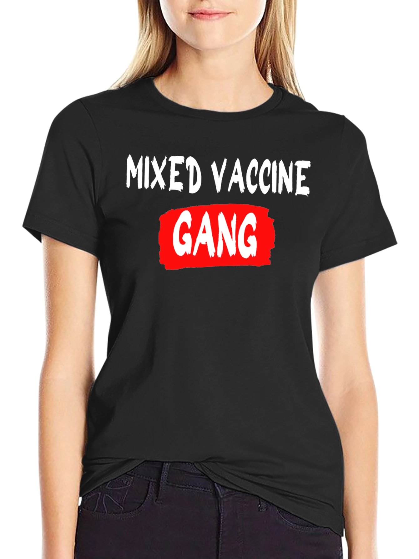 Black Mixed Vaccine Gang Graphic T-Shirt view 2