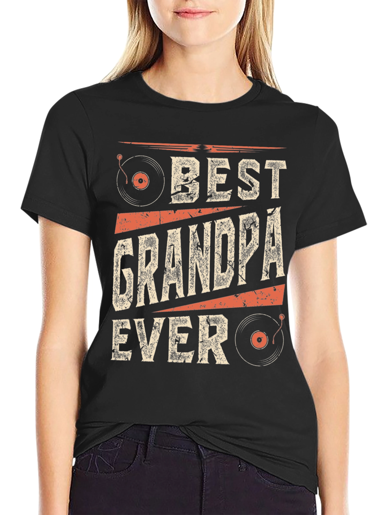 Black Best Grandpa Ever Graphic T-Shirt view 2