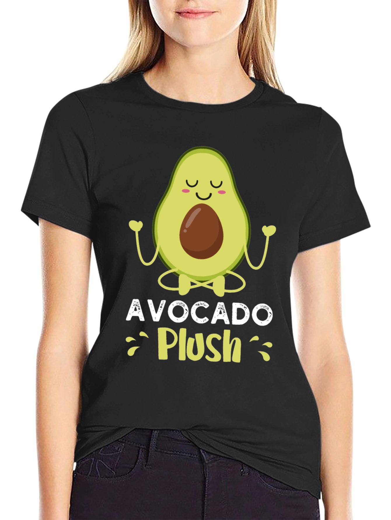 Black Avocado Plush T-Shirt - Yoga Style Tee view 2