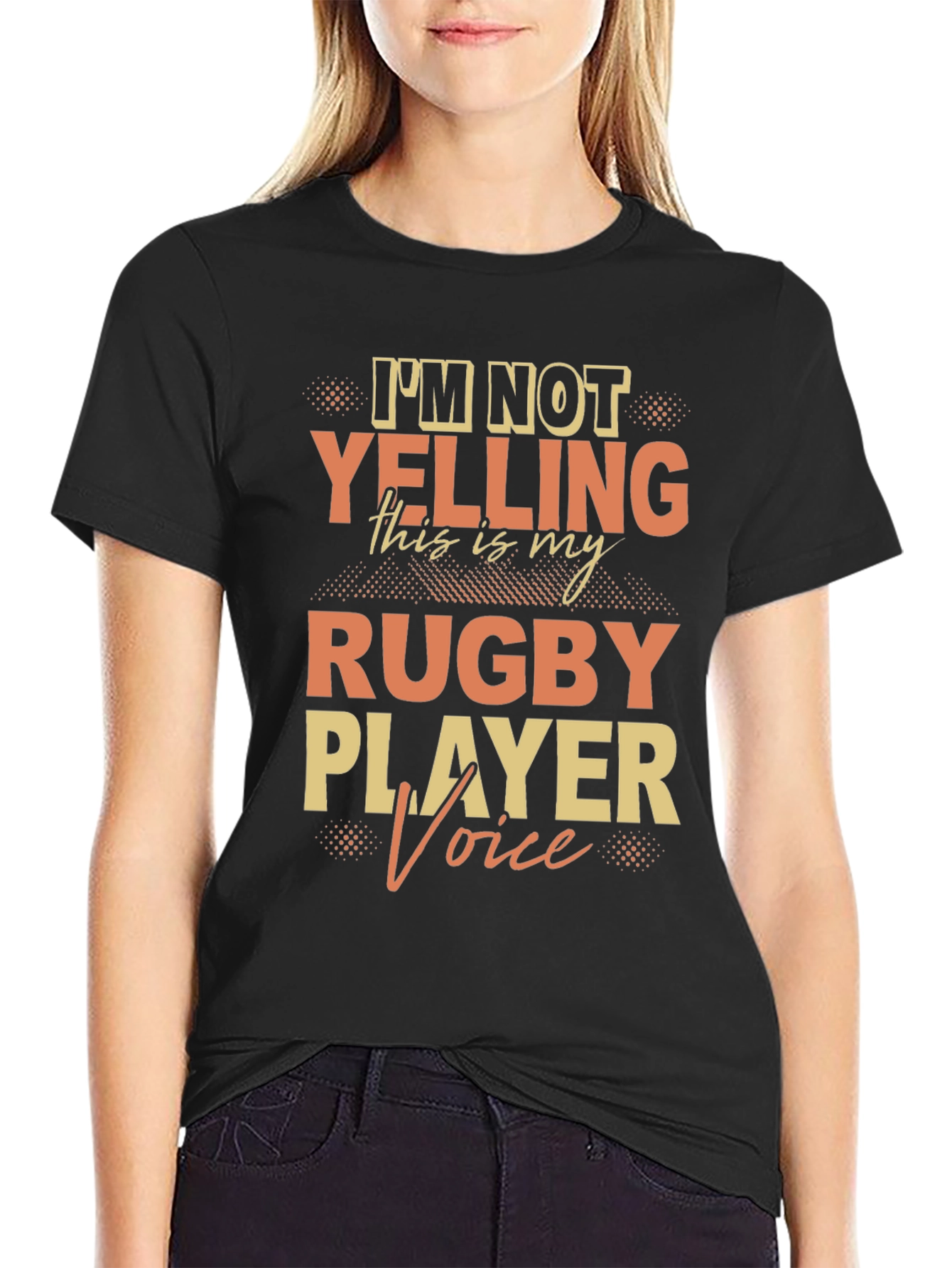 Black Rugby Player Voice T-Shirt view 2