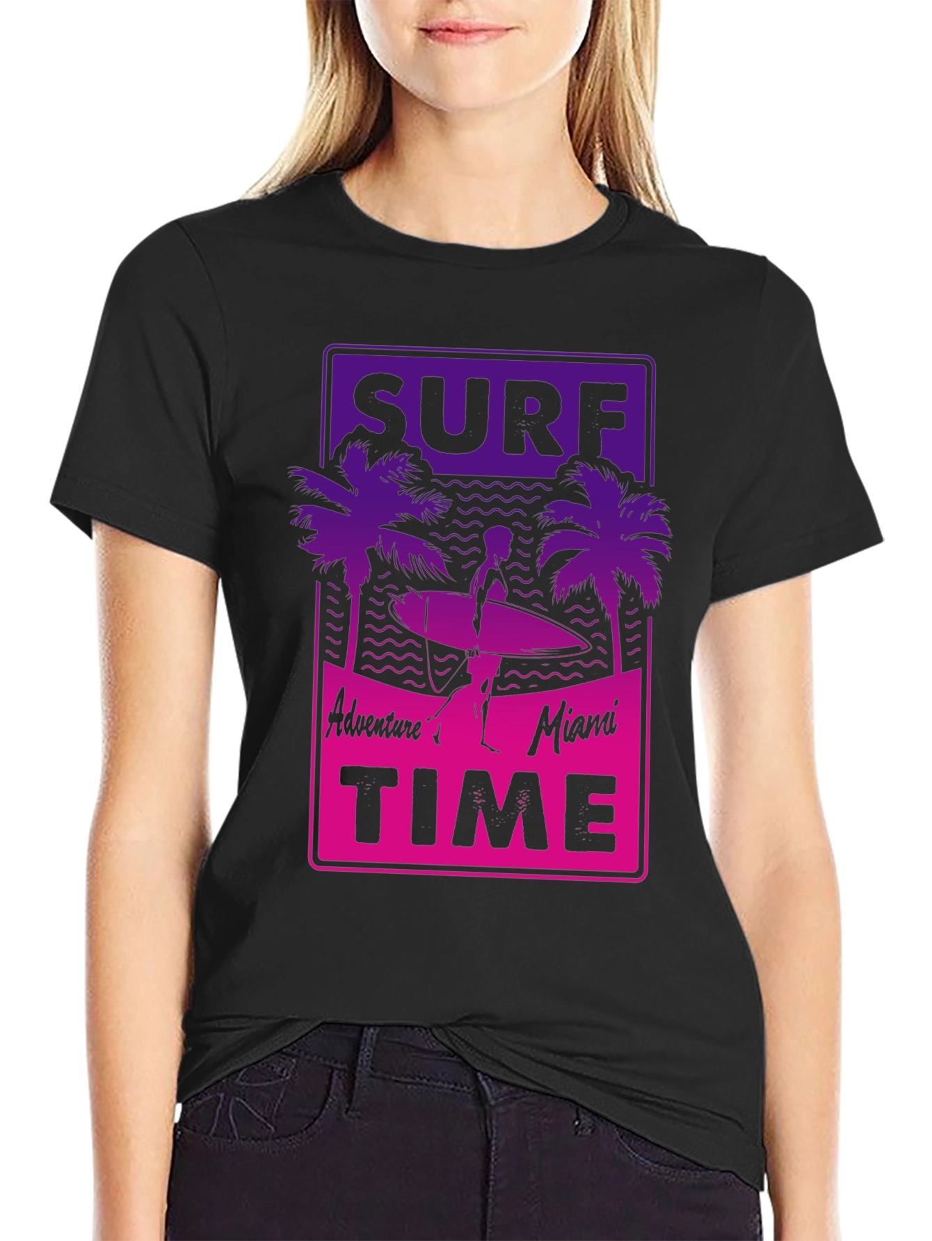 Black Surf Time T-Shirt - Adventure in Miami view 2