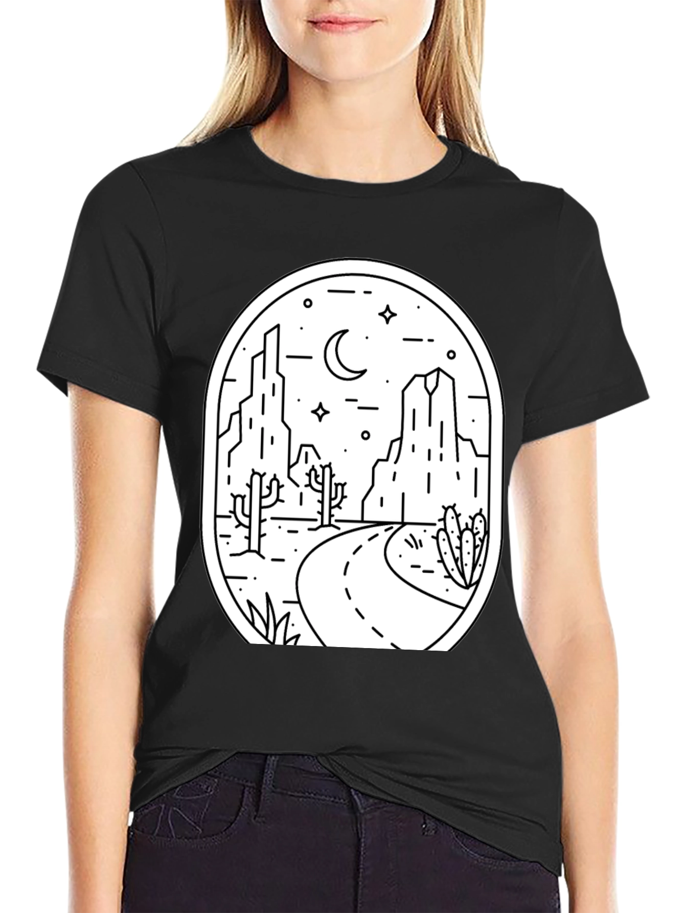 Black Desert Landscape Graphic Tee - Black view 2