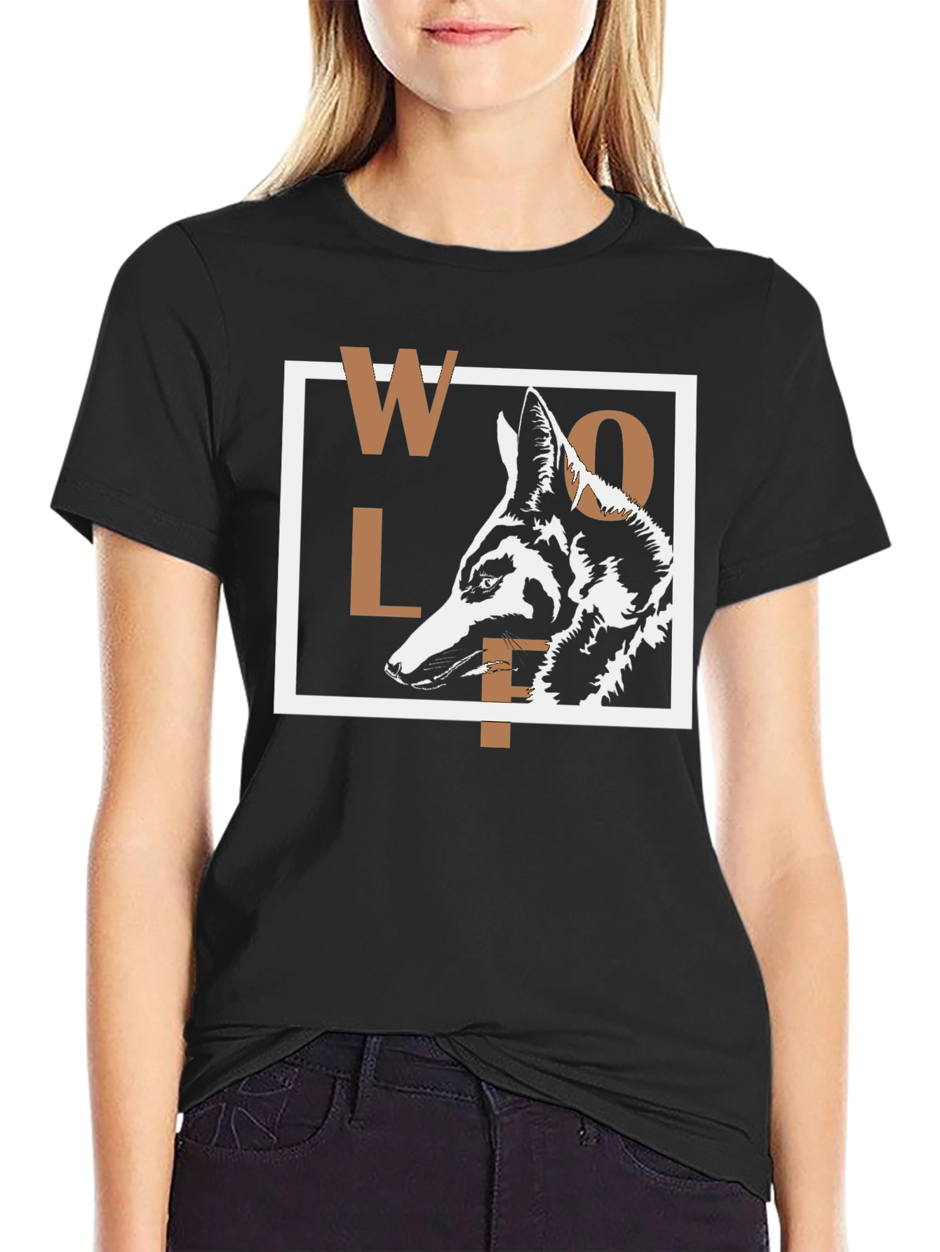Black Wolf Graphic Print T-Shirt - Modern Urban Style view 2