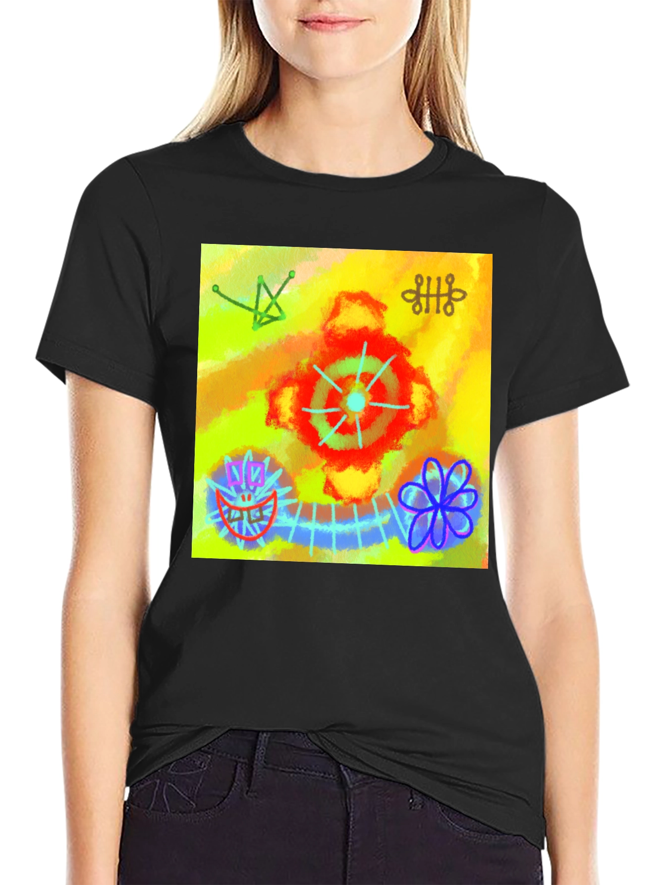 Black Abstract Art Graphic Tee - Unique Design view 2