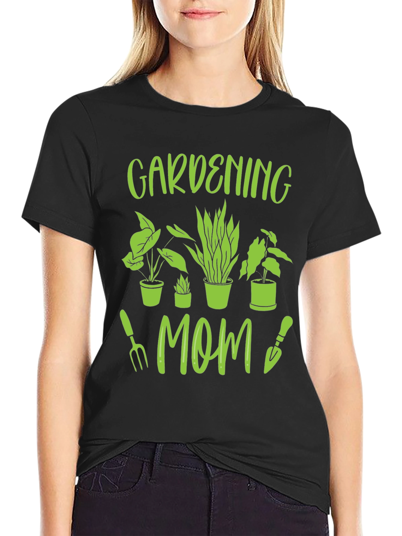 Black Gardening Mom T-Shirt - Plant Lover Apparel view 2