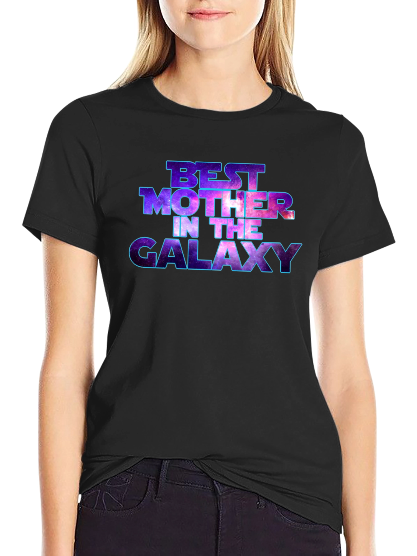 Black Best Mother in the Galaxy T-Shirt view 2