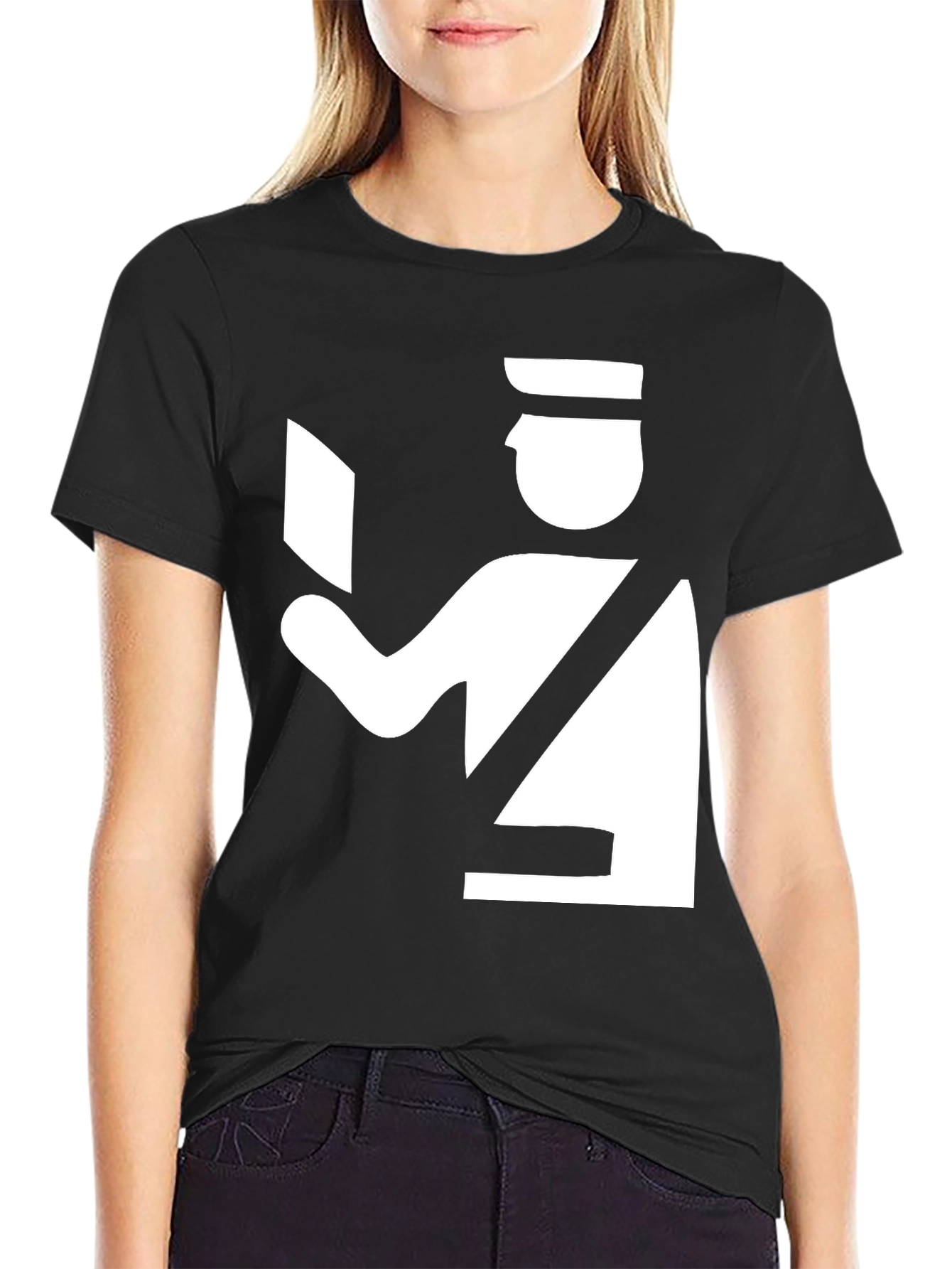 Black Customs Officer Graphic T-Shirt view 2