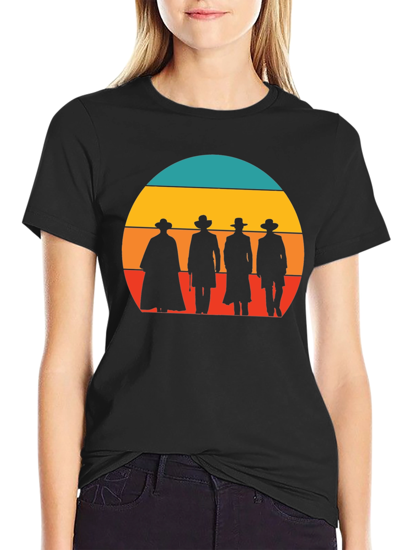Black Tombstone Cowboys Graphic T-Shirt view 2