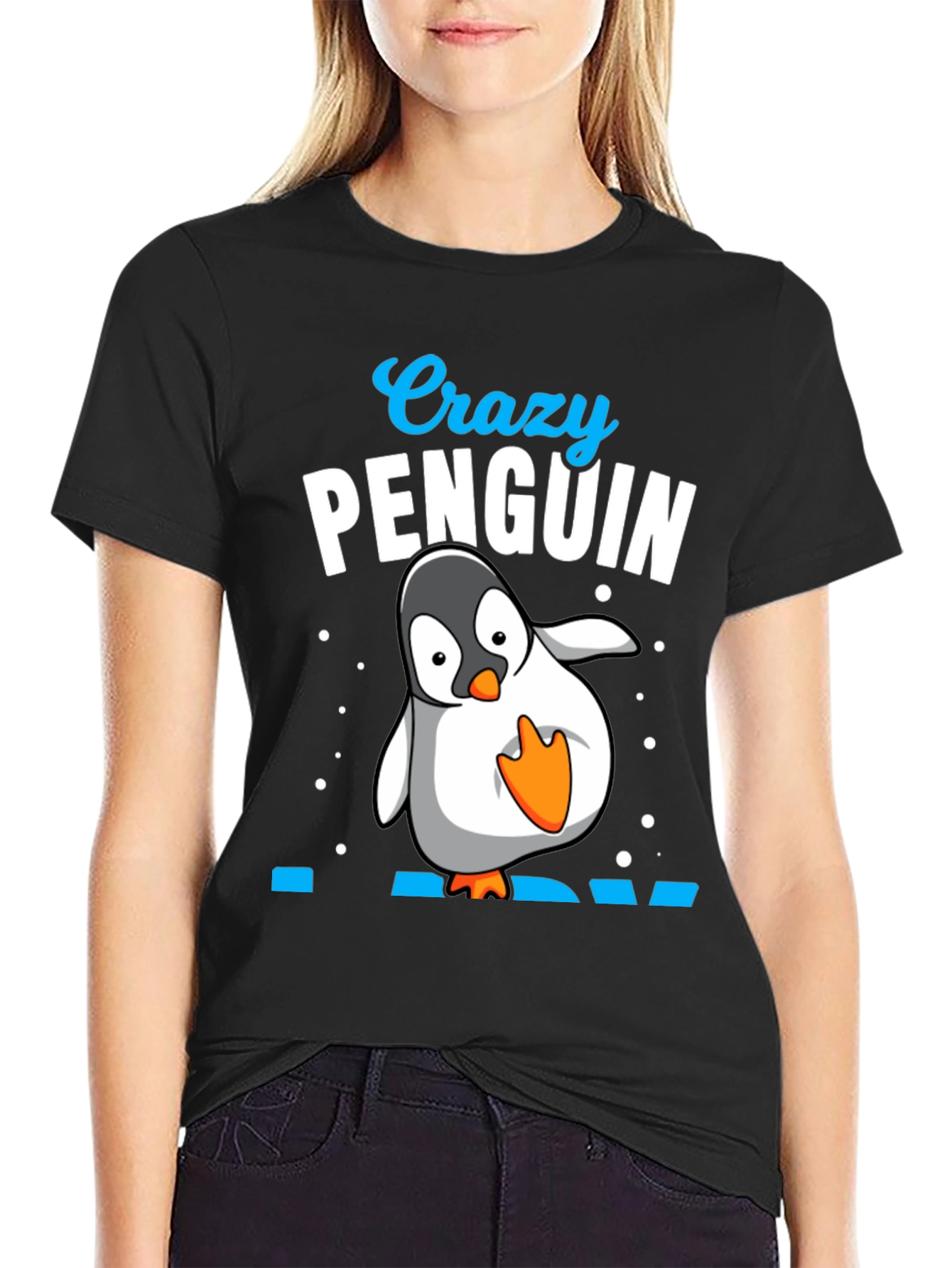 Black Crazy Penguin Dad Black T-Shirt view 2