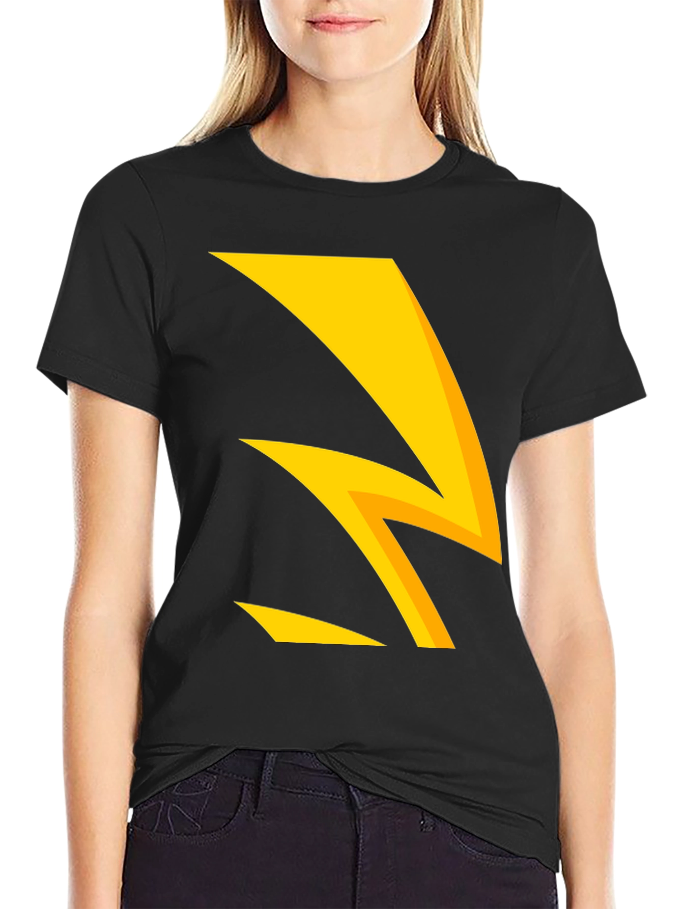 Black Bold Lightning Bolt Graphic Tee - Black Cotton Blend view 2