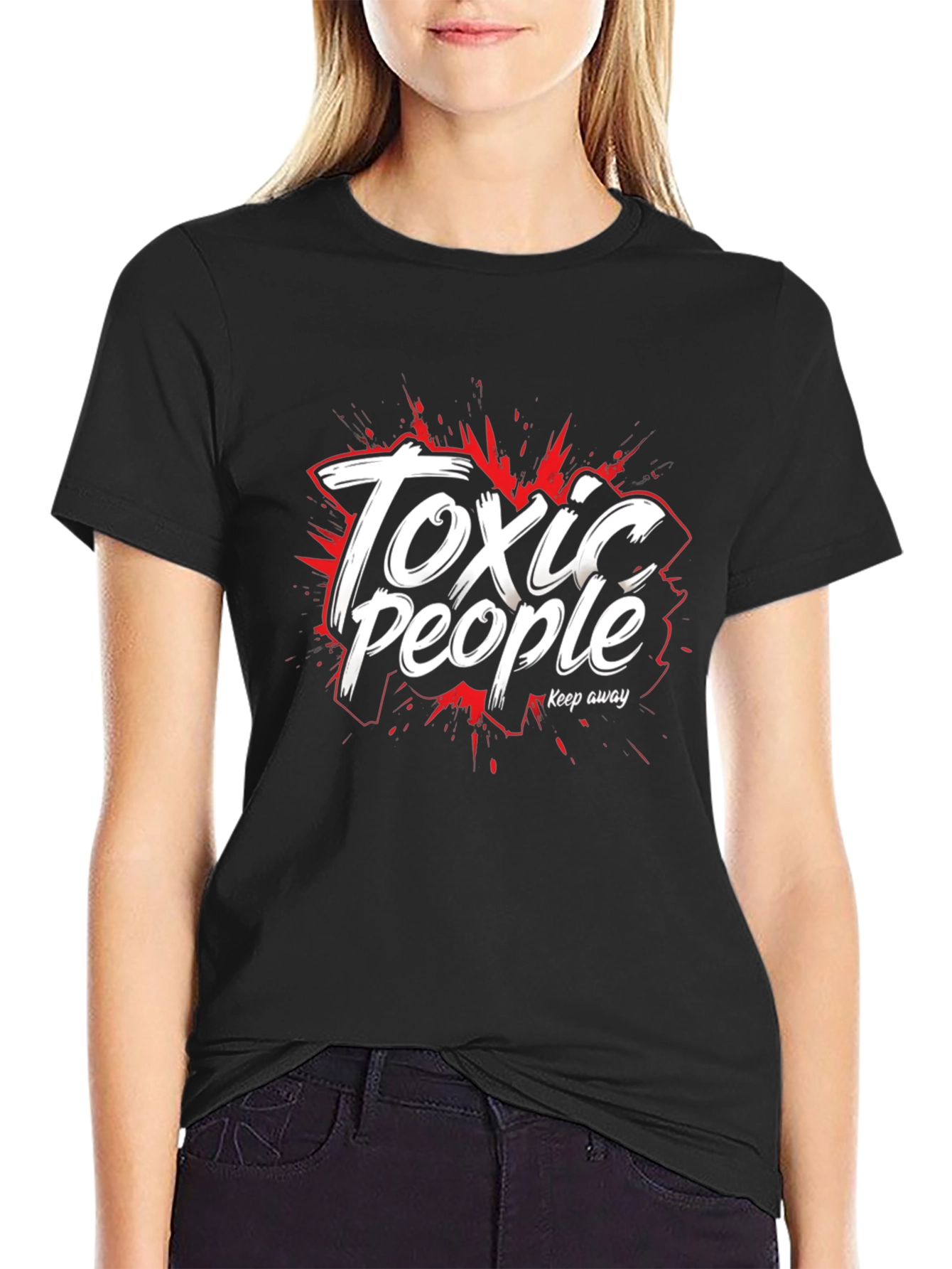 Black Toxic People Graphic Tee - Black Cotton T-Shirt view 2