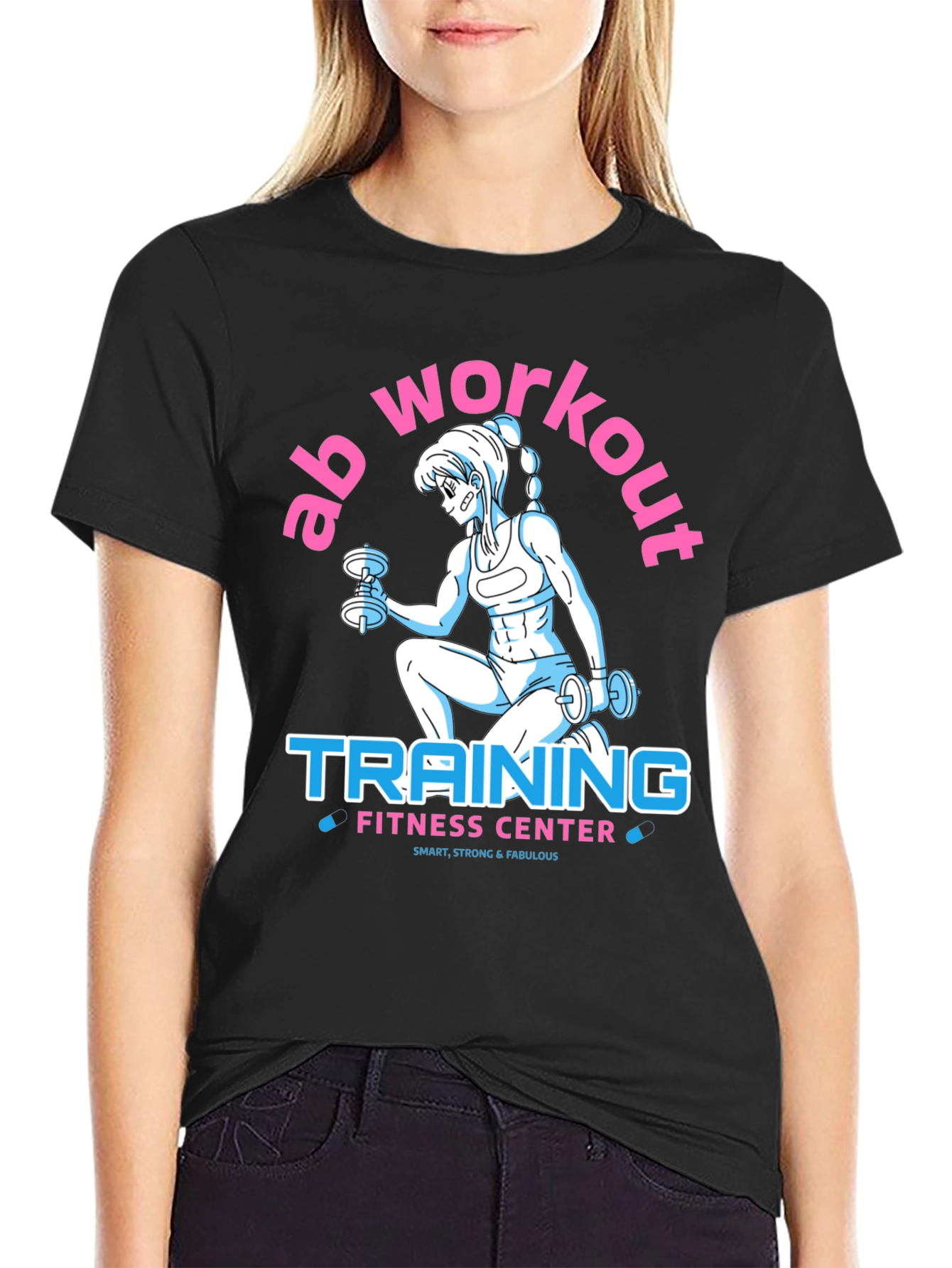 Black Ab Workout Training Fitness Center T-Shirt view 2