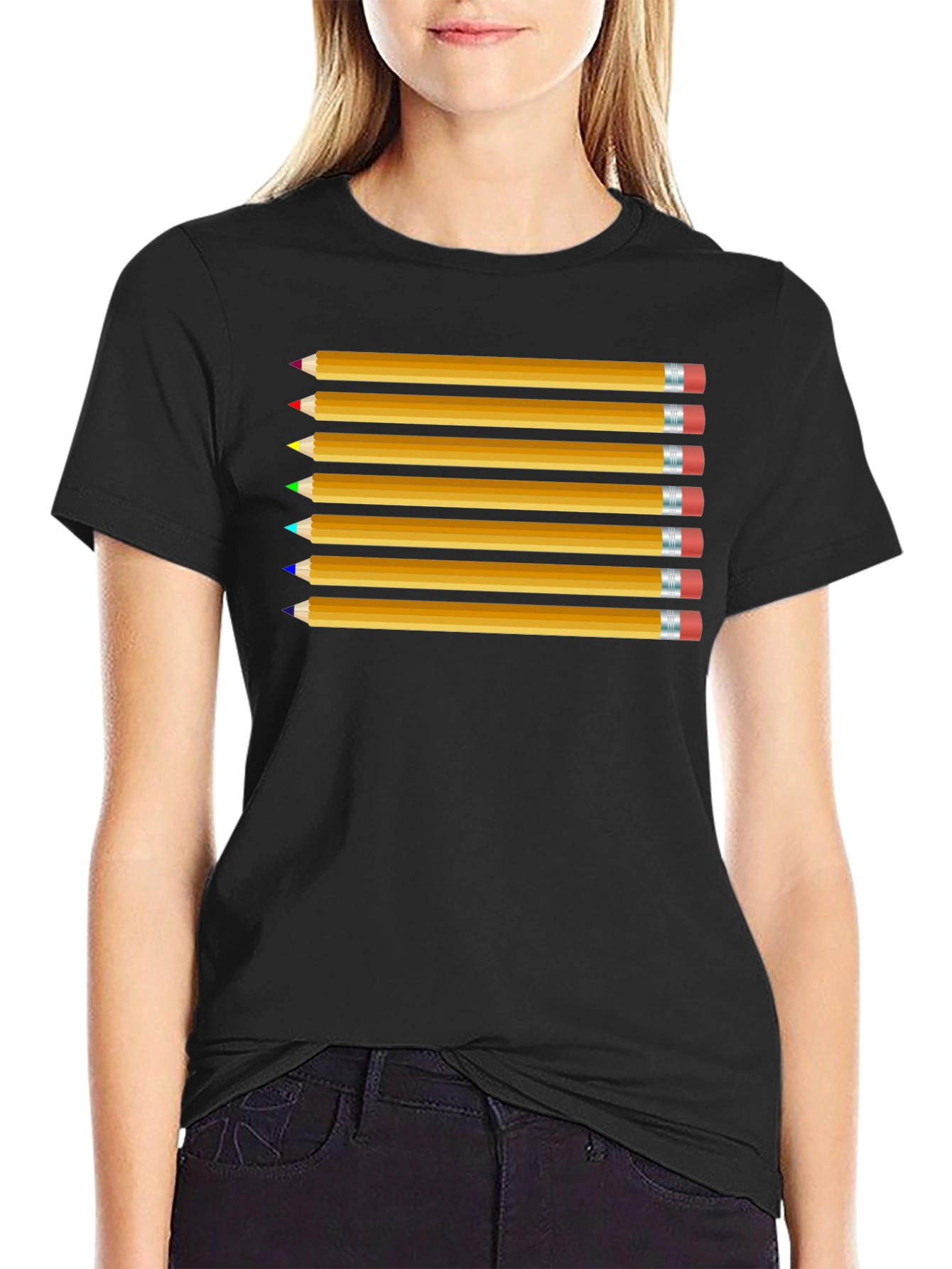 Colorful Pencil Graphic Tee - Back to School Ready - 2