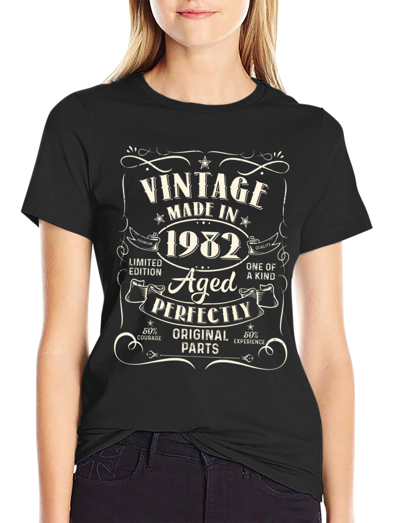 Black Vintage 1982 Aged Perfectly Graphic Tee view 2