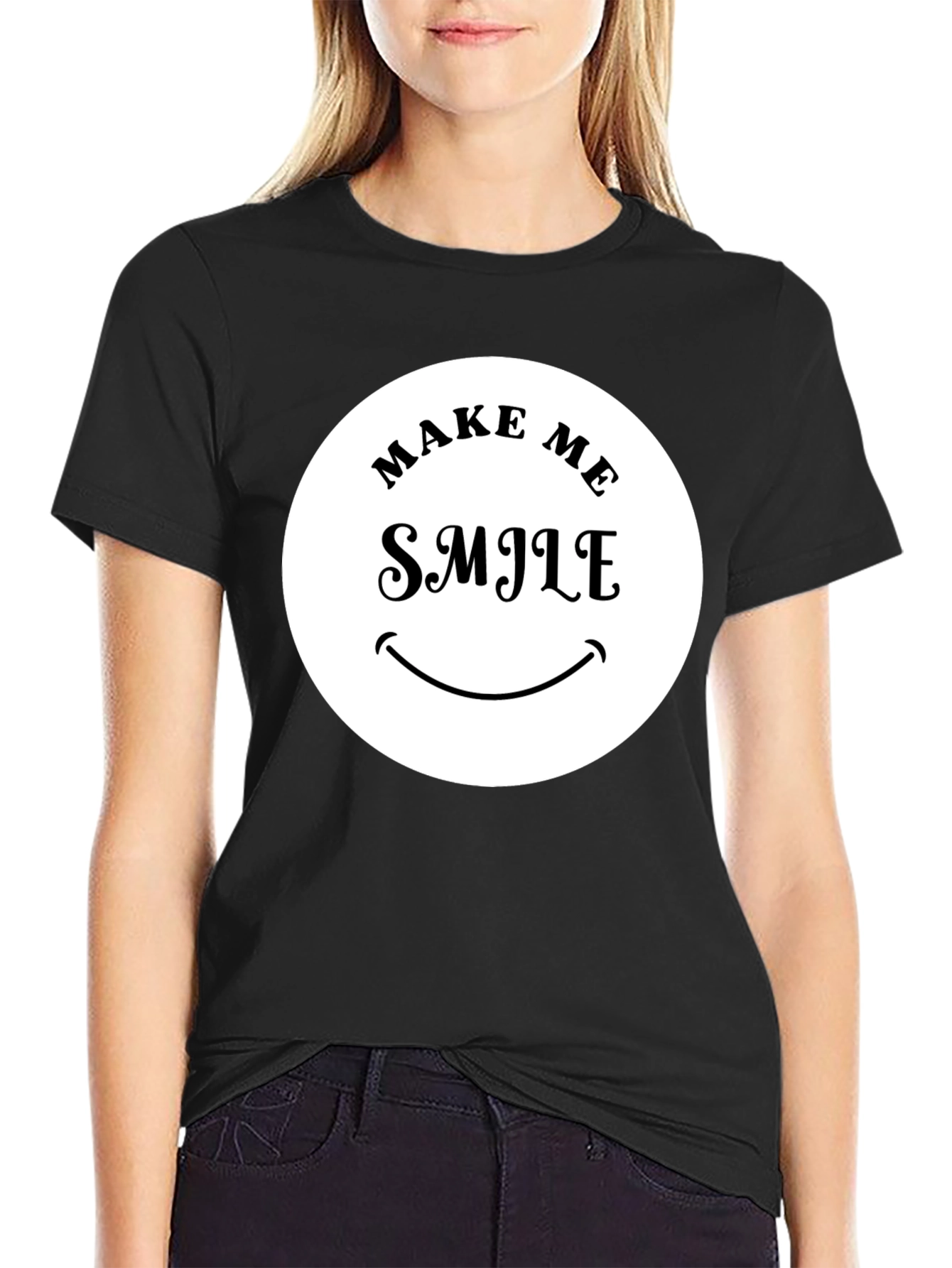 Black Make Me Smile Graphic T-Shirt - Black view 2