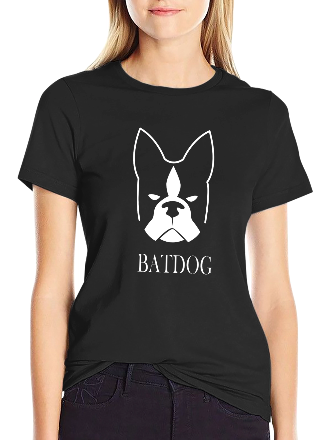 Black Batdog Graphic Tee - Black Cotton Blend view 2